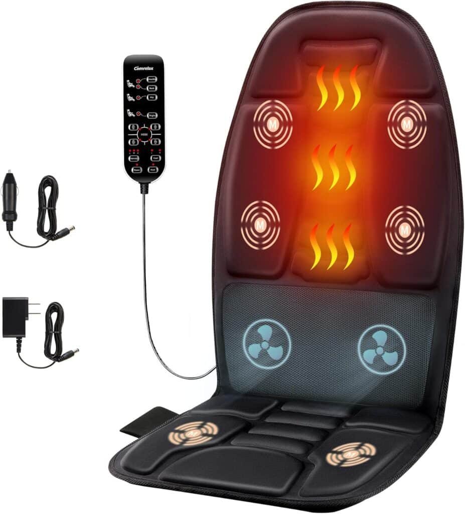 Back Massage Chair Pad Deep Tissue Vibration Seat Massage Cushion 2 Levels Cooling Or Heat Back Massage For Muscle Fatig 927x1024