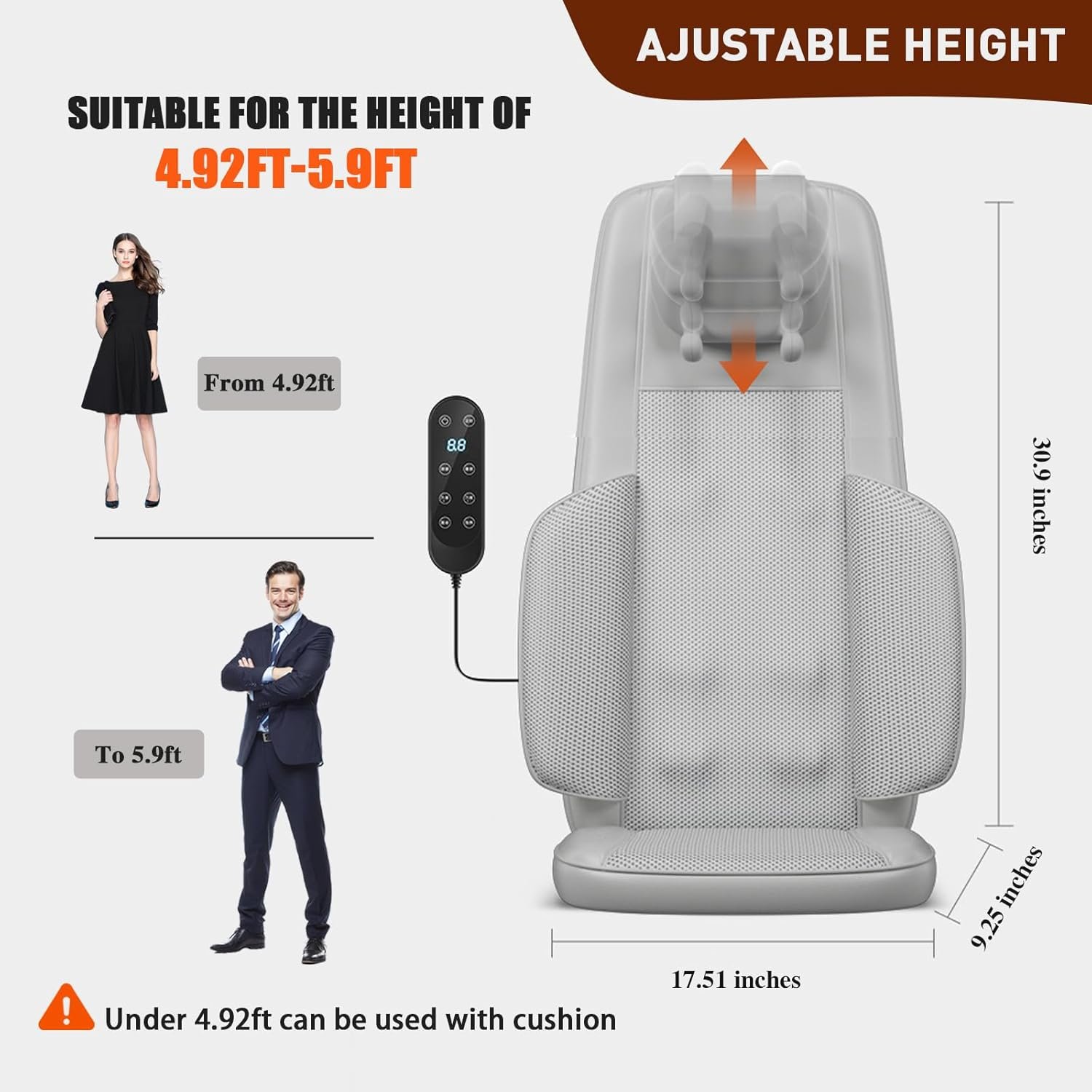 Back Massager for Chair, Back Massager with Heat, Car Seat Massager for Vehicle, Adjustable Heat and Intensity, Back and Neck Massager for Pain Relief Deep Tissue Home Office Car Use