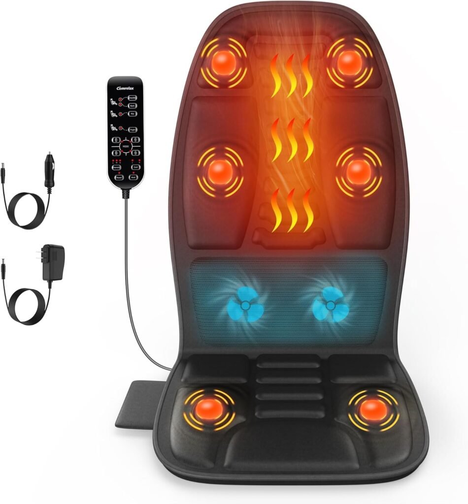 Back Massager with Heat for Pain Relief Deep Tissue, Portable Massage Chair Cushion and Seat Pad for Office, Gifts for Men  Women for Home Use