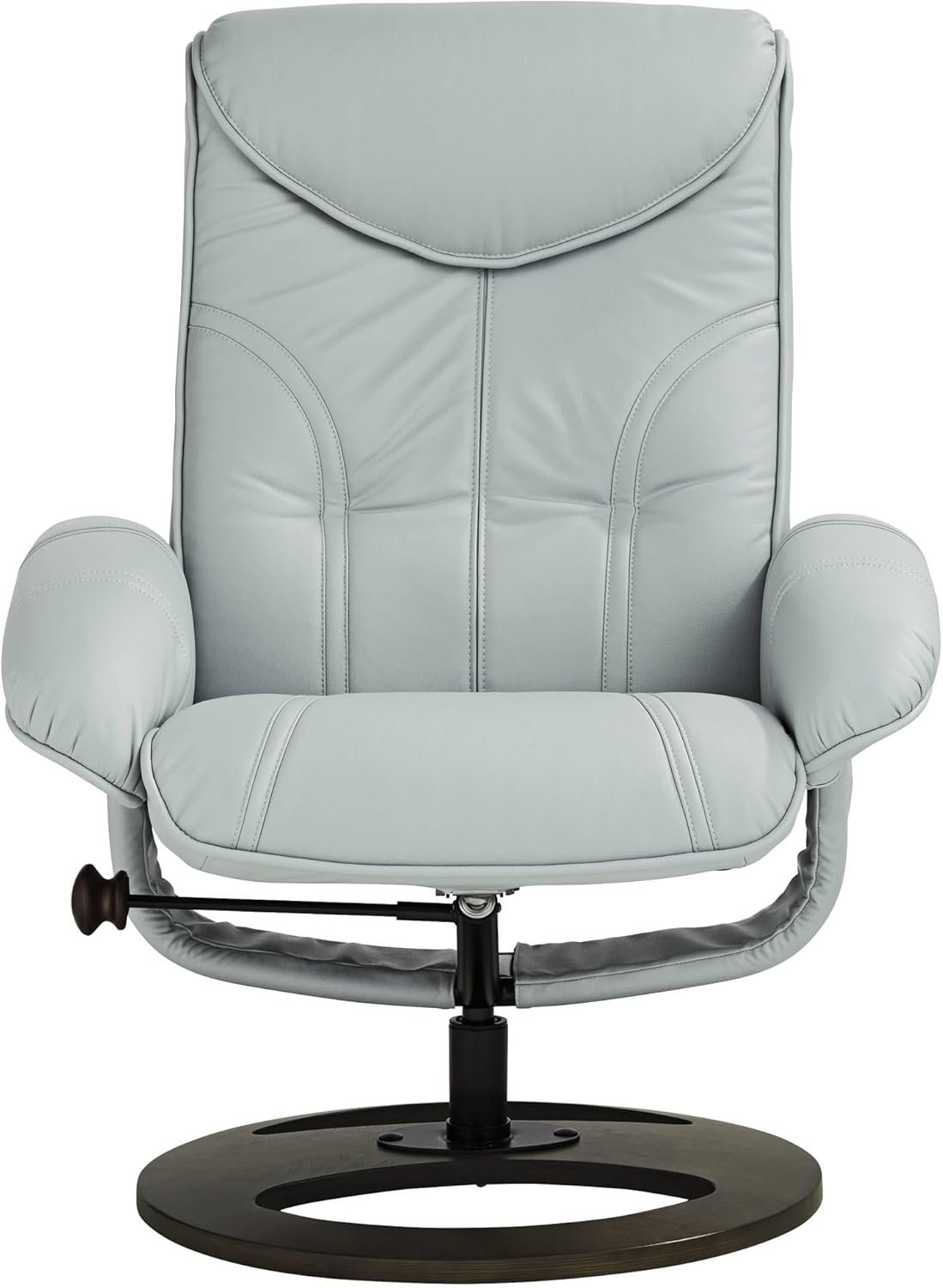 BenchMaster Newport Sky Blue Faux Leather Recliner Chair Modern with Ottoman Footrest Ergonomic Manual Reclining Swivel for Bedroom Living Room Reading Home Relax Den Office Entryway