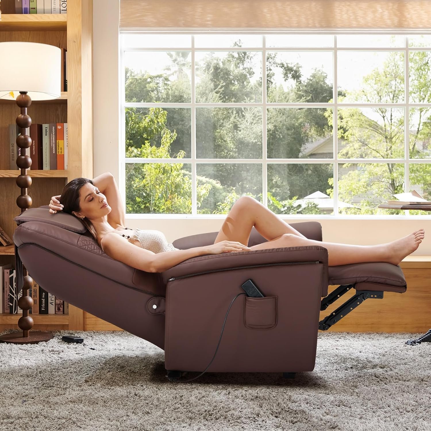 COLAMY Recliner Massage Chair | Massage and Leisure Dual-Use Chair,Heated,Lazy Boy| Living Room, Bedroom | Sofa | Single（Brown