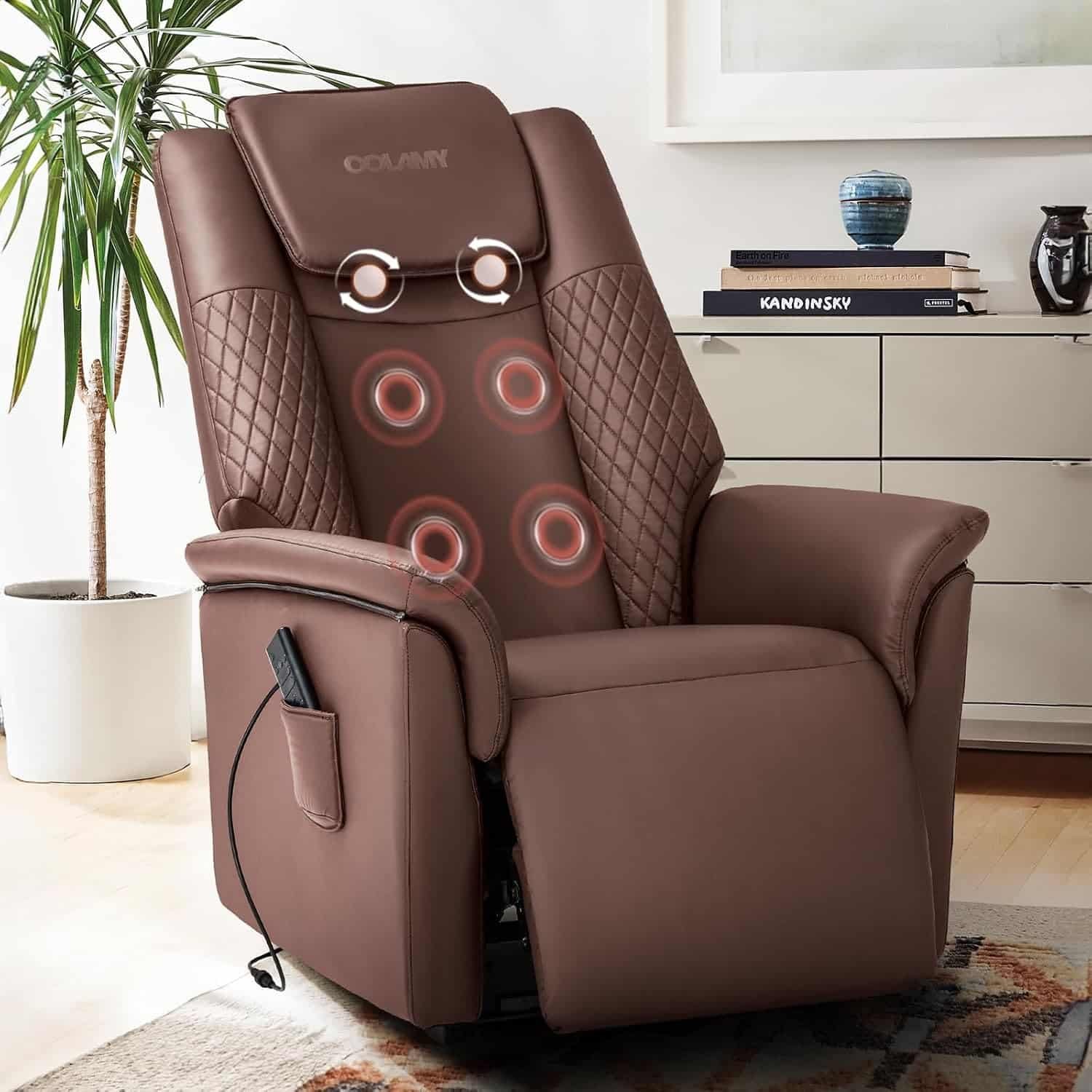 COLAMY Recliner Massage Chair | Massage and Leisure Dual-Use Chair,Heated,Lazy Boy| Living Room, Bedroom | Sofa | Single（Brown