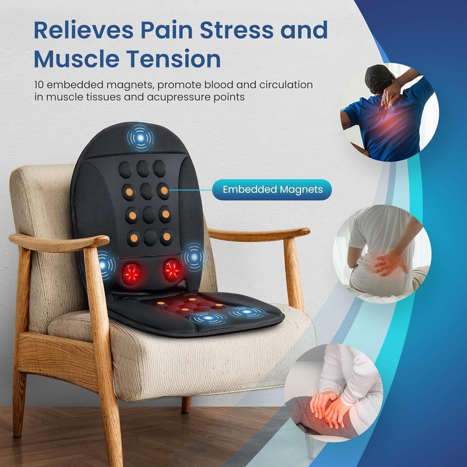 COMFIER Christmas Gifts Massage Seat Cushion, Chair Massager for Office Chair,Massage Chair Pad with Heat, Vibration Back Massager,Chair Massager Pad for Back,Gifts for Men Women