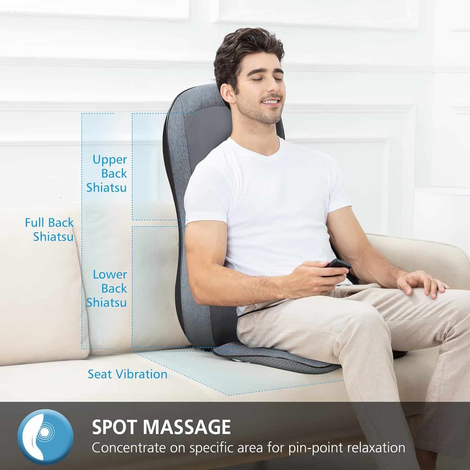 COMFIER Full Back Massager with Heat -2D/3D Shiatsu Massage Seat Cushion with 10 Massage Nodes, Massage Chair Pad, Rolling Kneading Massage Pads for Back COMFIER Full Back Massager with Heat -2D/3D Shiatsu Massage Seat Cushion with 10 Massage Nodes, Massage Chair Pad, Rolling Kneading Massage Pads for Back