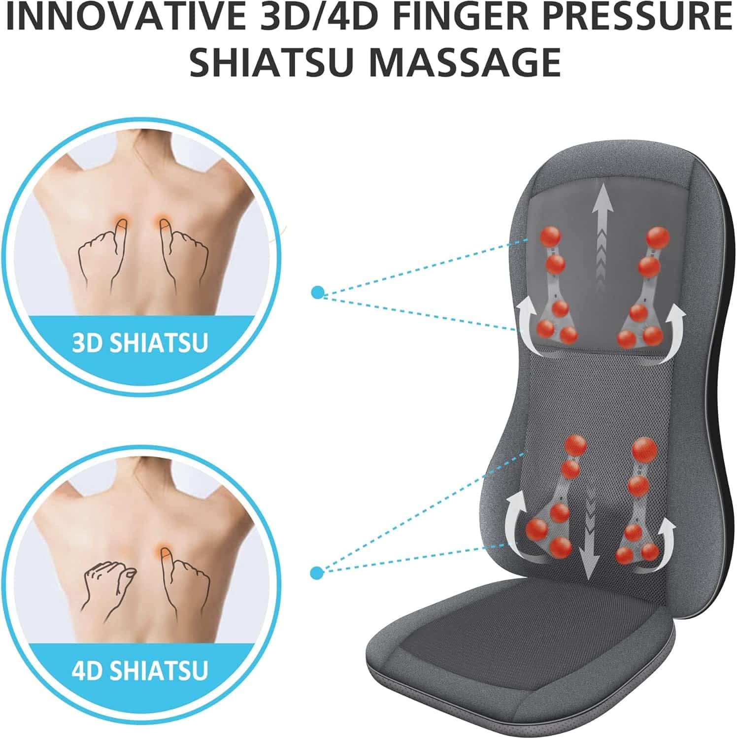 COMFIER Full Back Massager with Heat -2D/3D Shiatsu Massage Seat Cushion with 10 Massage Nodes, Massage Chair Pad, Rolling Kneading Massage Pads for Back COMFIER Full Back Massager with Heat -2D/3D Shiatsu Massage Seat Cushion with 10 Massage Nodes, Massage Chair Pad, Rolling Kneading Massage Pads for Back