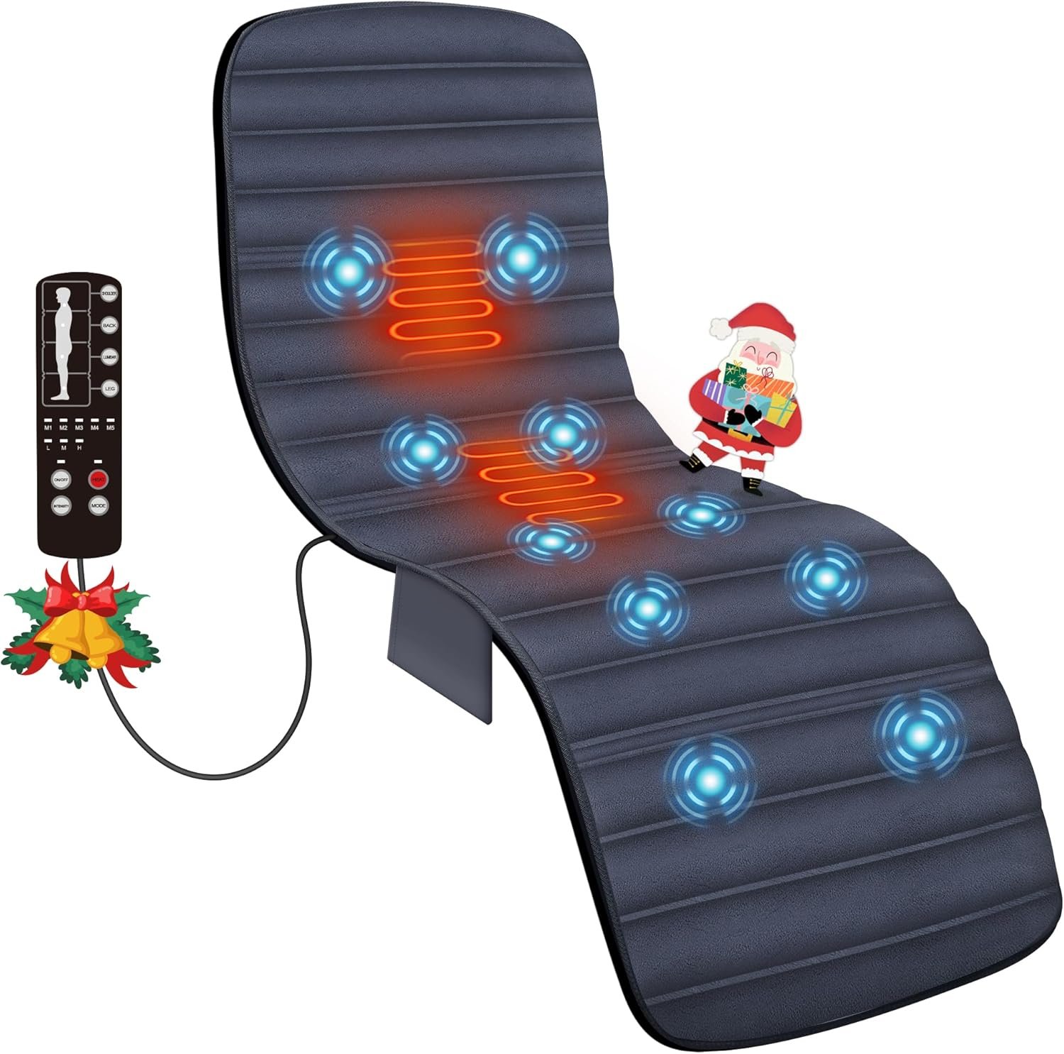 COMFIER Full Body Massage Mat Pad with Heat, Chair Pad with 10 Vibration Motors 2 Therapy Heating Pad with Auto Shut Off, Heated Massage Mattress Pad for Back