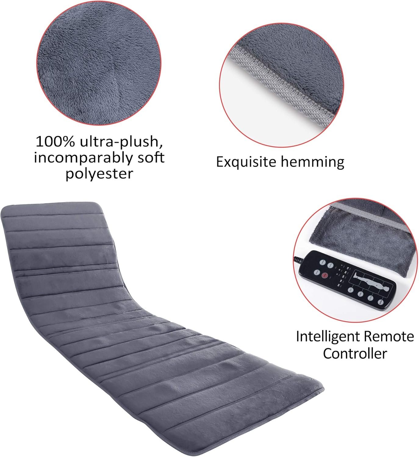 COMFIER Full Body Massage Mat Pad with Heat, Chair Pad with 10 Vibration Motors 2 Therapy Heating Pad with Auto Shut Off, Heated Massage Mattress Pad for Back