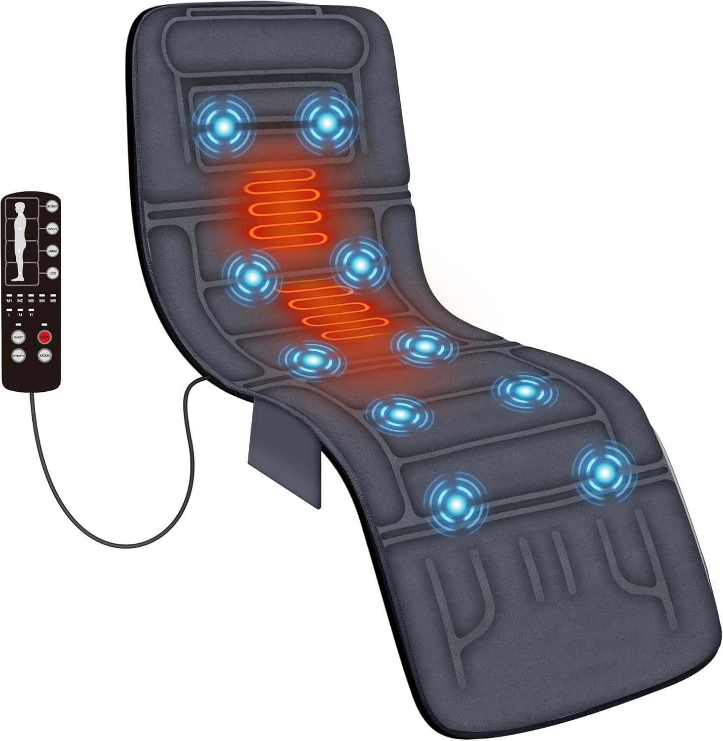 COMFIER Full Body Massage Mat Pad with Heat, Chair Pad with 10 Vibration Motors 2 Therapy Heating Pad with Auto Shut Off, Heated Massage Mattress Pad for Back