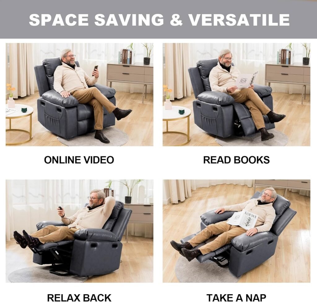 COMHOMA Power Up Lift Chairs Recliners for Elderly, Electric Recliner Chair with Massage and Heat,2 Side Pockets, Fabric (Red)