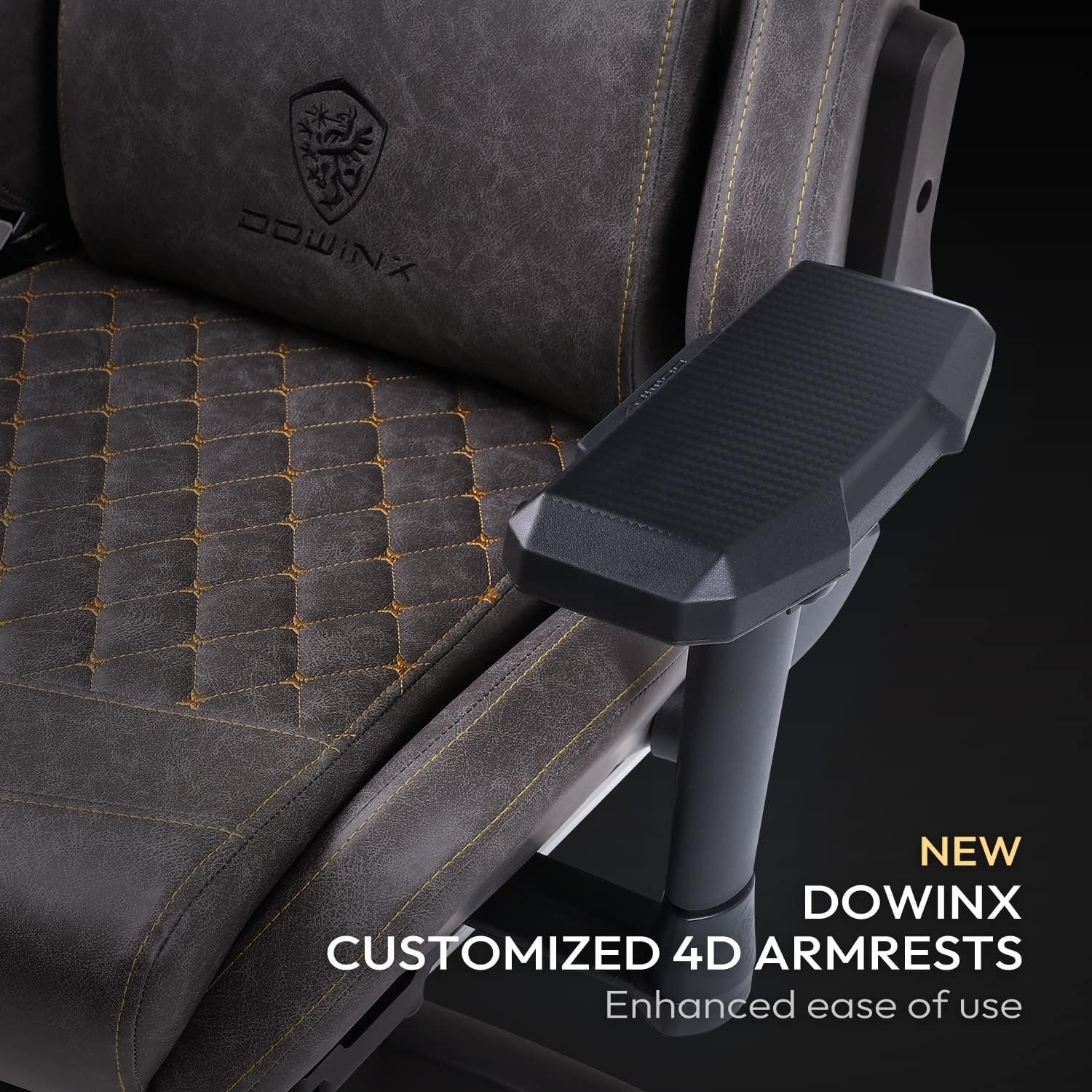 Dowinx Gaming Chair Office Desk Chair with Massage Lumbar Support, Vintage Style Task Chair PU Leather High Back Gamer Chair with Retractable Footrest (Brown)