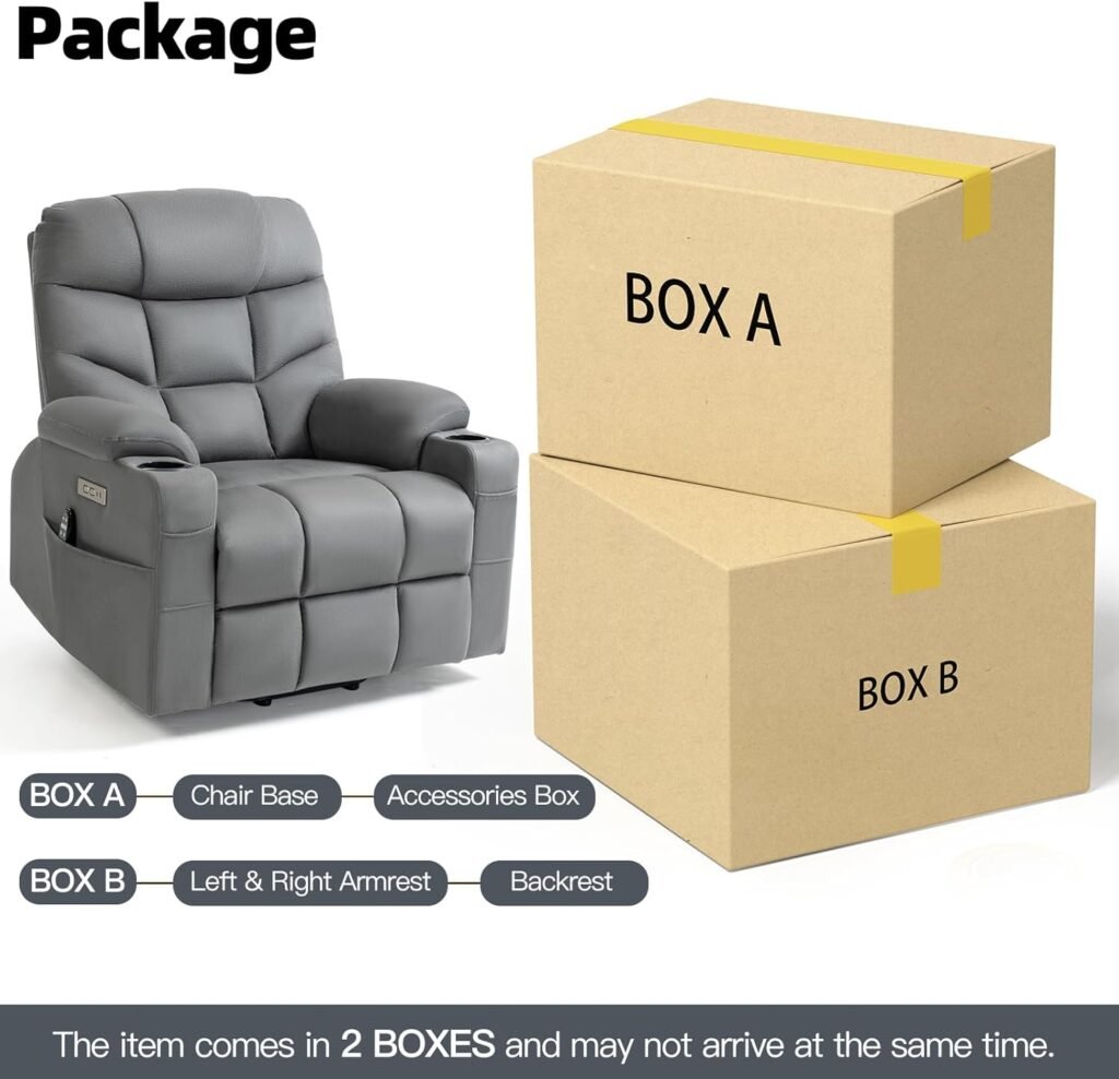 Dual Motor Power Lift Recliner Chair with Massage and Heat for Elderly People, Sleeping Recliner with Infinite Position, Type-C  USB Ports, Recliner Chair, Fabric Lift Chair (Cream-Gray)