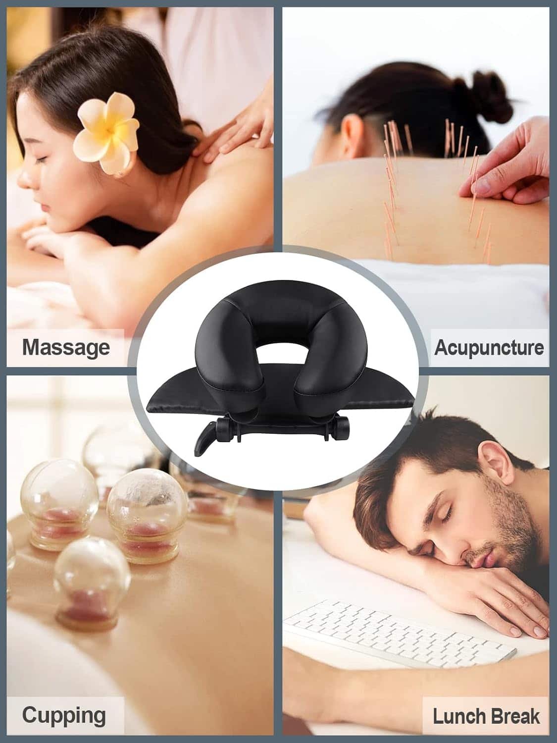 EBANKU Massage Table Face Cradle Cushion, Face Cradle Down Tabletop Massage Kit Adjustable Massage Table Headrest Face Pillow with Platform for Massage Chair SPA Bed (Purple)