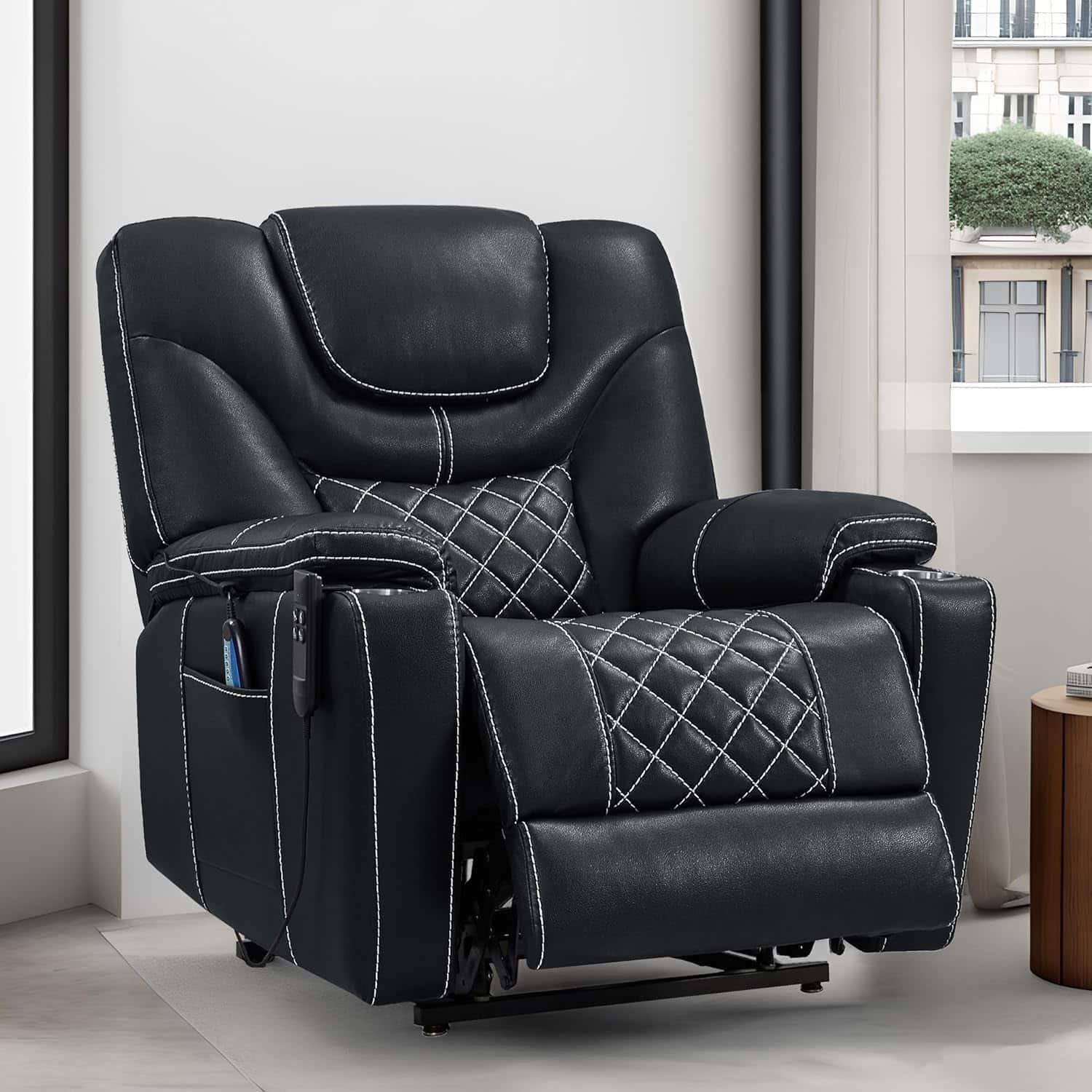Electric Recliners Chair Elderly  Adult Ergonomic Dual Motors Power Lift Recliner, High Density Foam Lift Chair with Heat and Massage, Reclining to 180, 2 Cup Holders, 2 Remote Controls, Breathable L