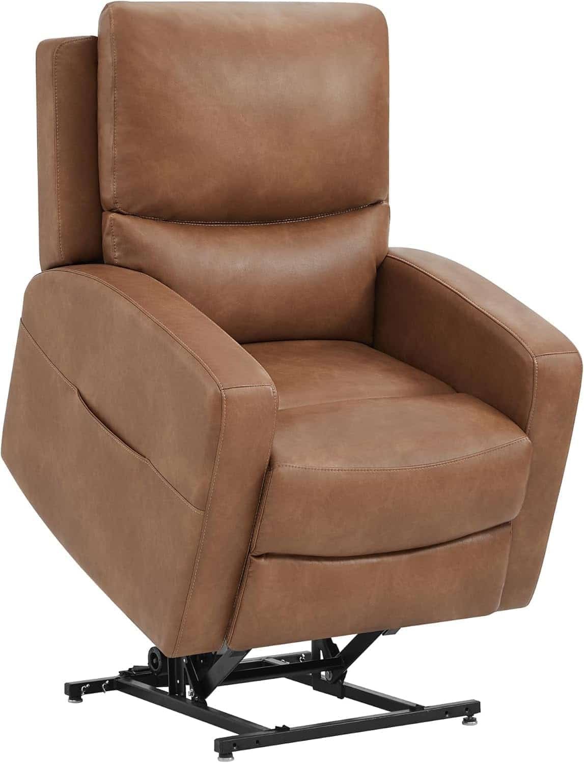 Electric Recliners Chair Elderly  Adult Ergonomic Power Lift Recliner Chair, with Massage and Heat, Leather Recliner Chair, Dual Motor, Infinite Position, USB Ports, Saddle Brown