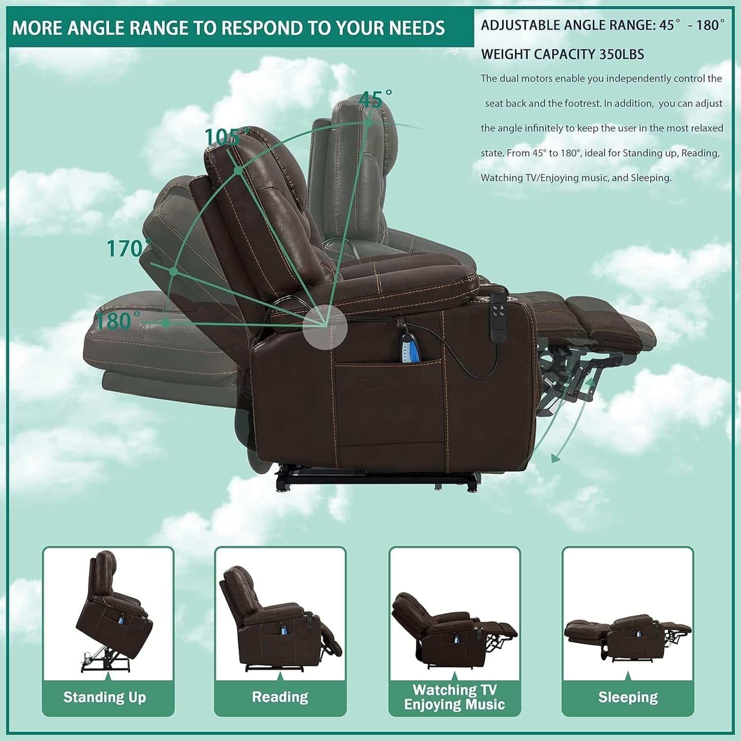 Electric Recliners Chair Elderly Adult Ergonomic Power Lift Recliner, High Density Foam Lift Chair with Heat and Massage, Reclining to 180, 2 Cup Holders, 2 Remote Controls, Dual Motors, Breathable Electric Recliners Chair Elderly Adult Ergonomic Power Lift Recliner, High Density Foam Lift Chair with Heat and Massage, Reclining to 180, 2 Cup Holders, 2 Remote Controls, Dual Motors, Breathable