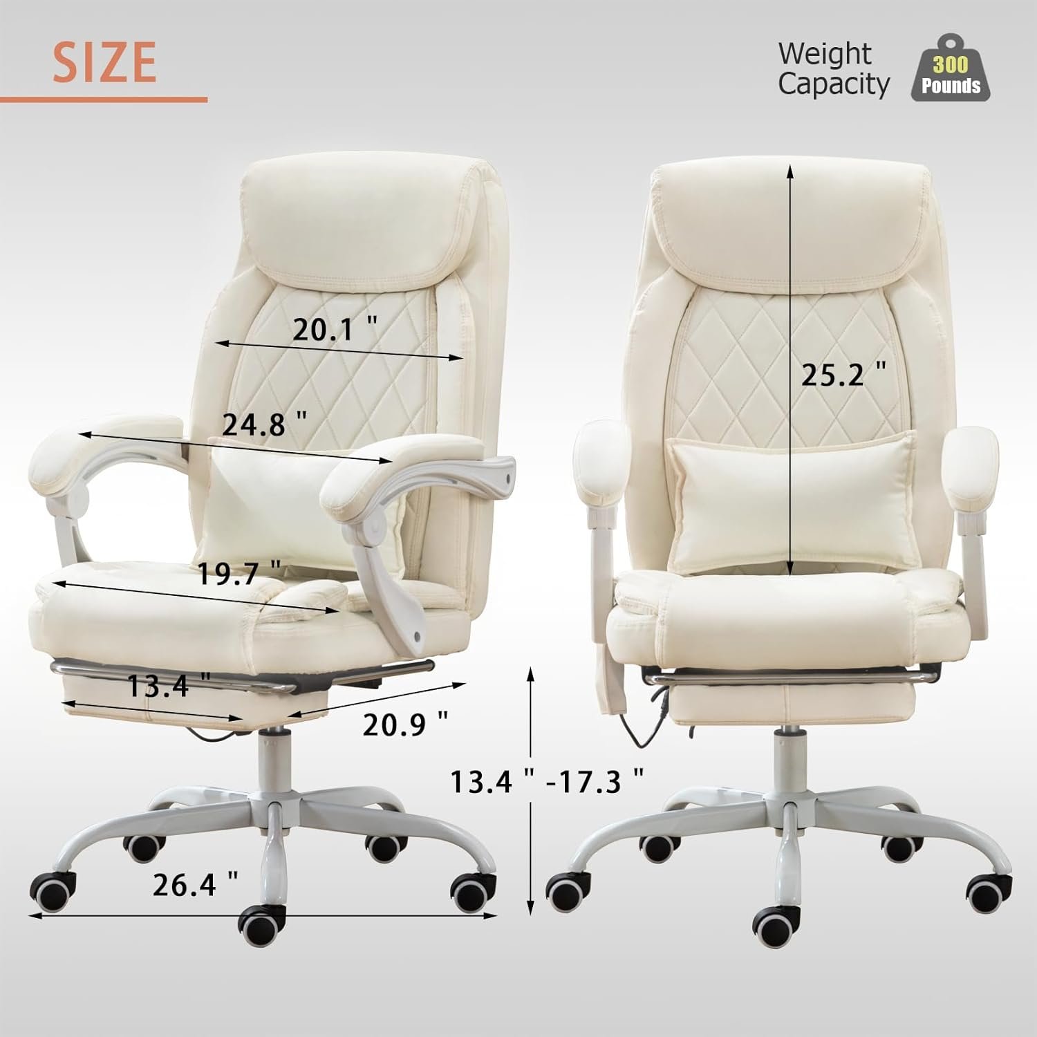 Executive Massage Office Chair with Heated,45°Reclining Ergonomic Office Chair with Footrest,High Back Computer Desk Chair with Wheels,Diamond-Stitched Cushion Brown Leather Office Chair