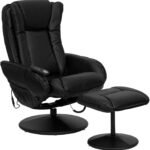 Flash Furniture Poppy Massaging Multi Position Plush Recliner With Side Pocket And Ottoman In Black Leathersoft 150x150