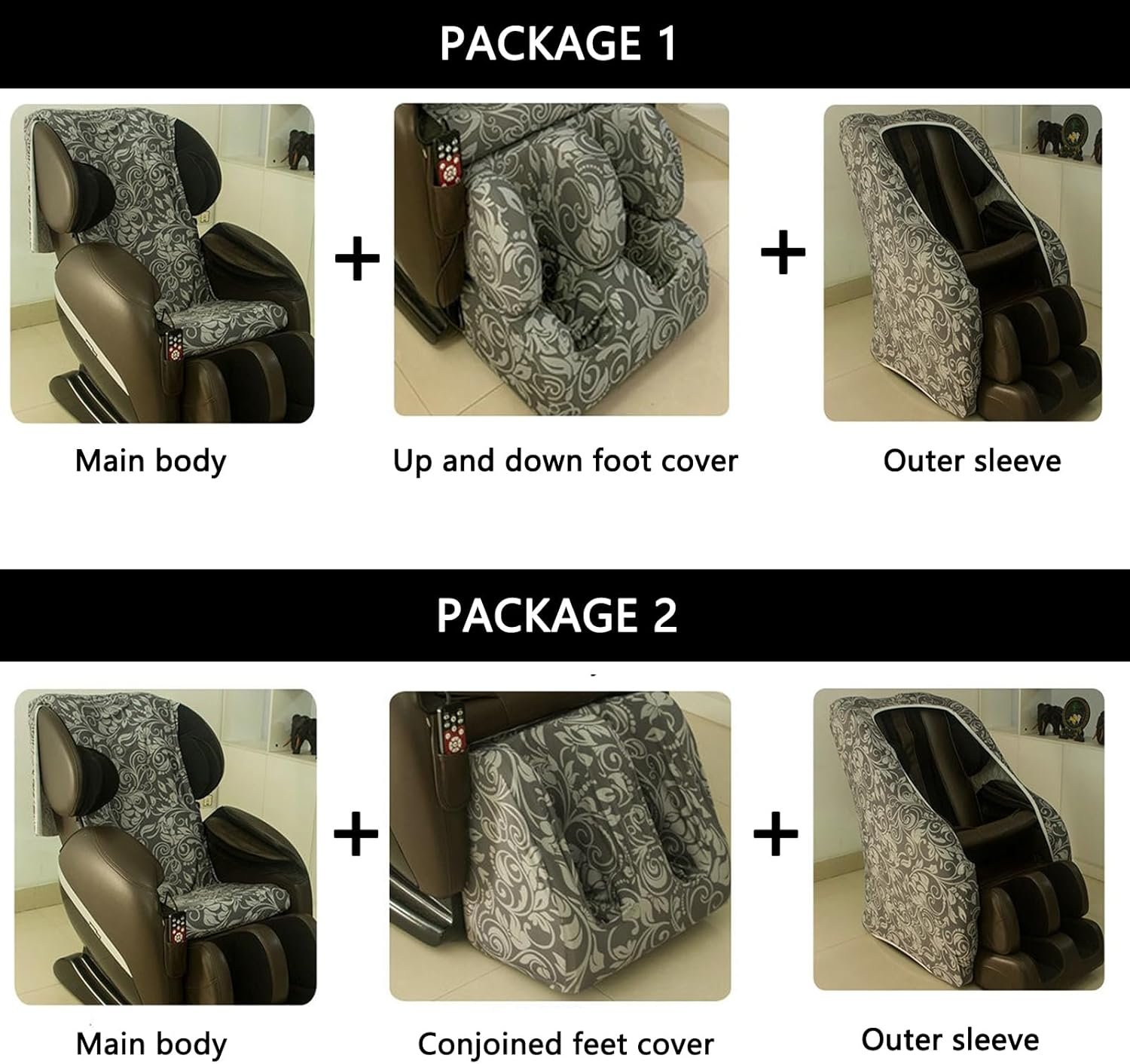 Full Body Shiatsu Massage Chair Protector, Dustproof Massage Chair Cover Waterproof Zero Gravity Chair Covers Super Soft Stretch Fabric Recliner Cover,Package 3