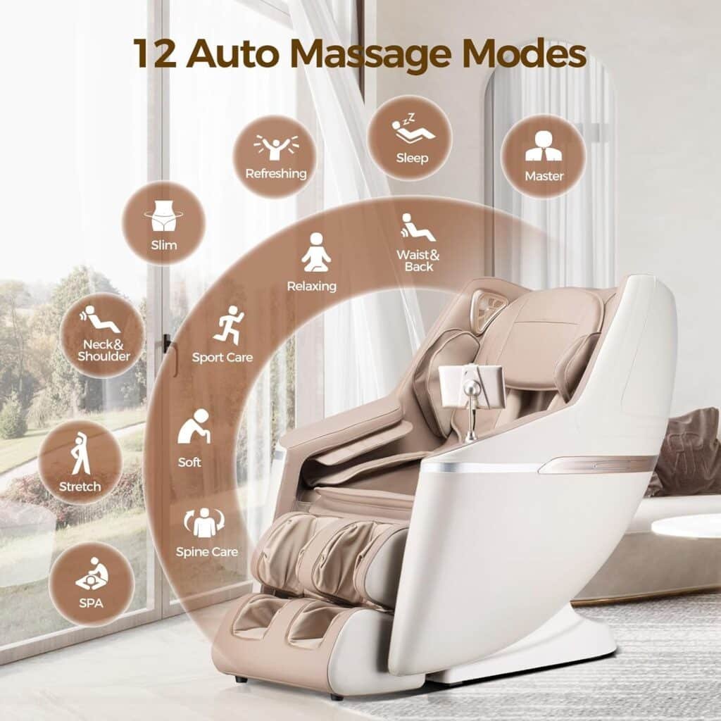 Full Body SL Track Massage Chair, 2024 3D Zero Gravity Shiatsu Massage Recliner, APP Control, Body Scanning, HiFi Bluetooth Heated Message Chair
