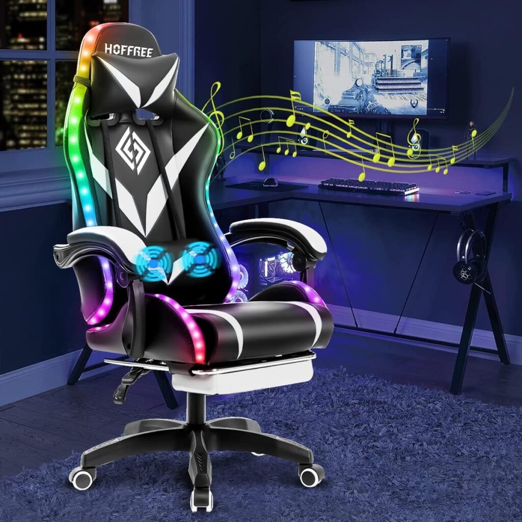 Hoffree Gaming Chair Massage With Bluetooth Speakers And Led Lights Ergonomic Computer Gaming Chair With Footrest Rgb Vi 1024x1024