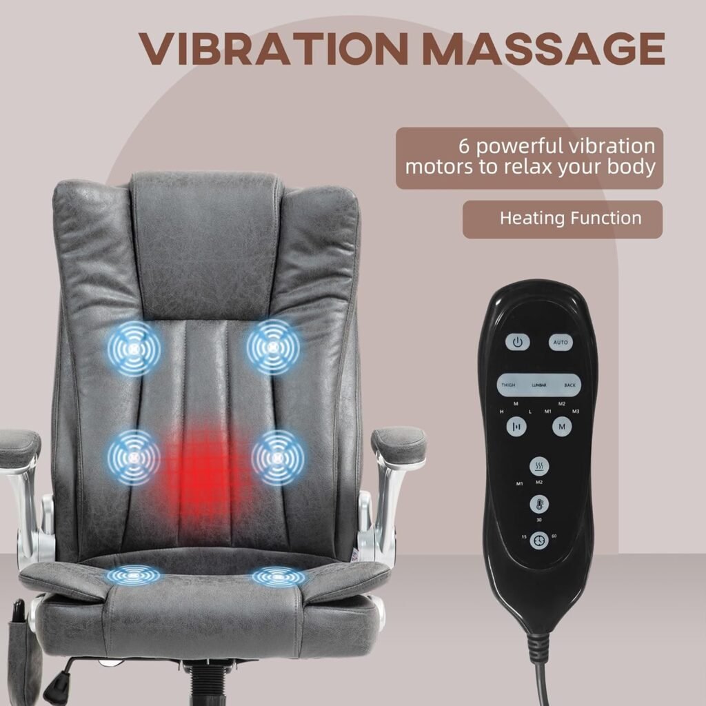 Homcom High Back Vibration Massage Office Chair Heated Computer Chair With Flip Up Armrest Swivel Wheels Adjustable Heig 2 1024x1024