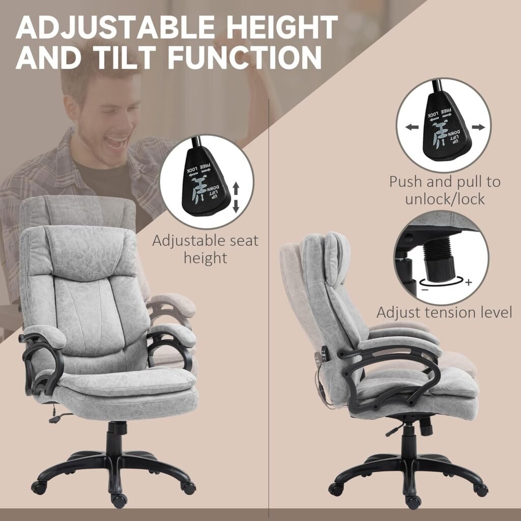 Homcom Massage Executive Office Chair With 6 Vibration Points Microfibre Heated Computer Desk Chair With Adjustable Heig 3 1024x1024