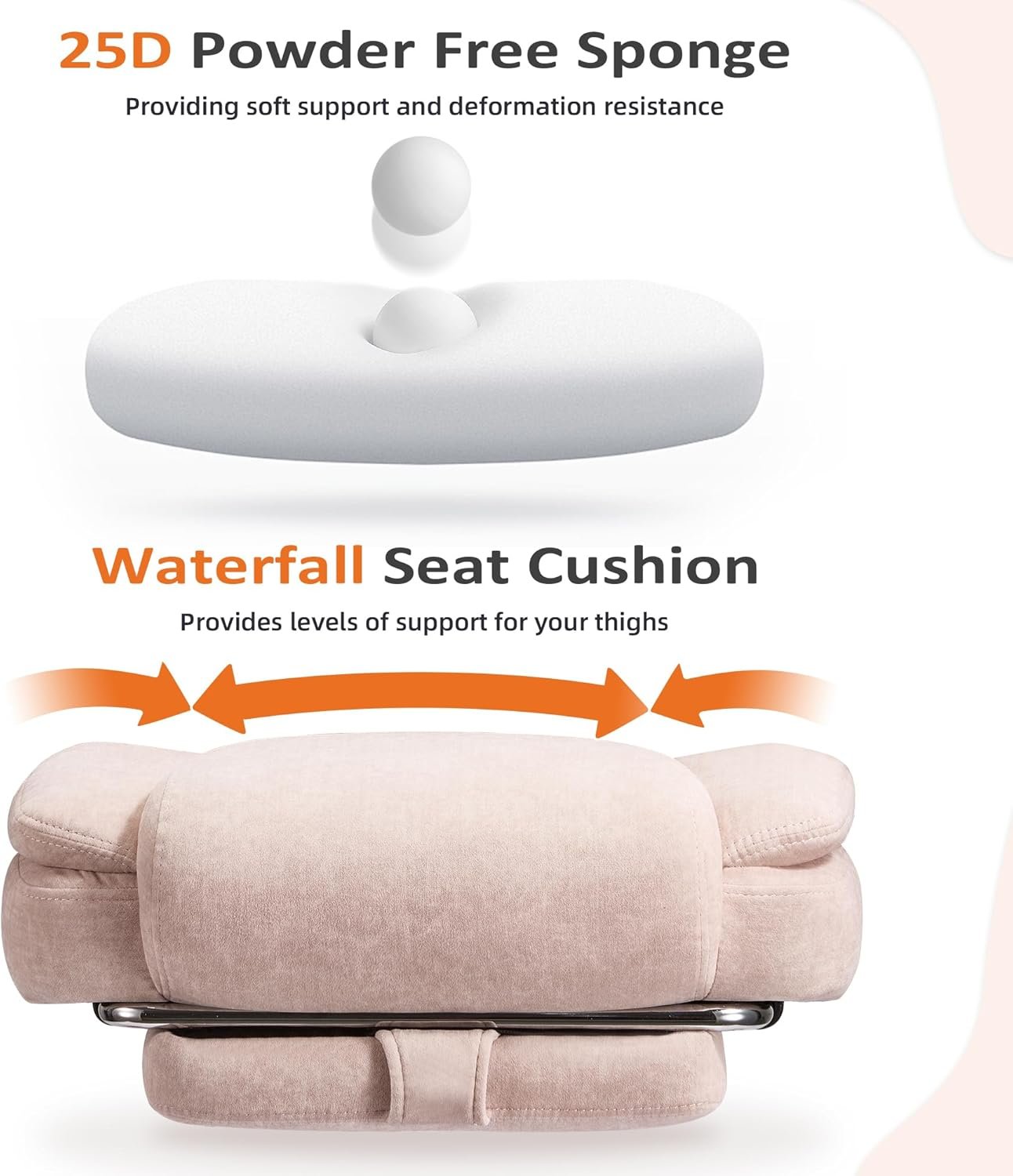HOMREST Executive Office Chair with Footrest, 4-Point Massage Office Chair with Reclining Backrest, Heated Leather Computer Chair for Home Office(Cream)