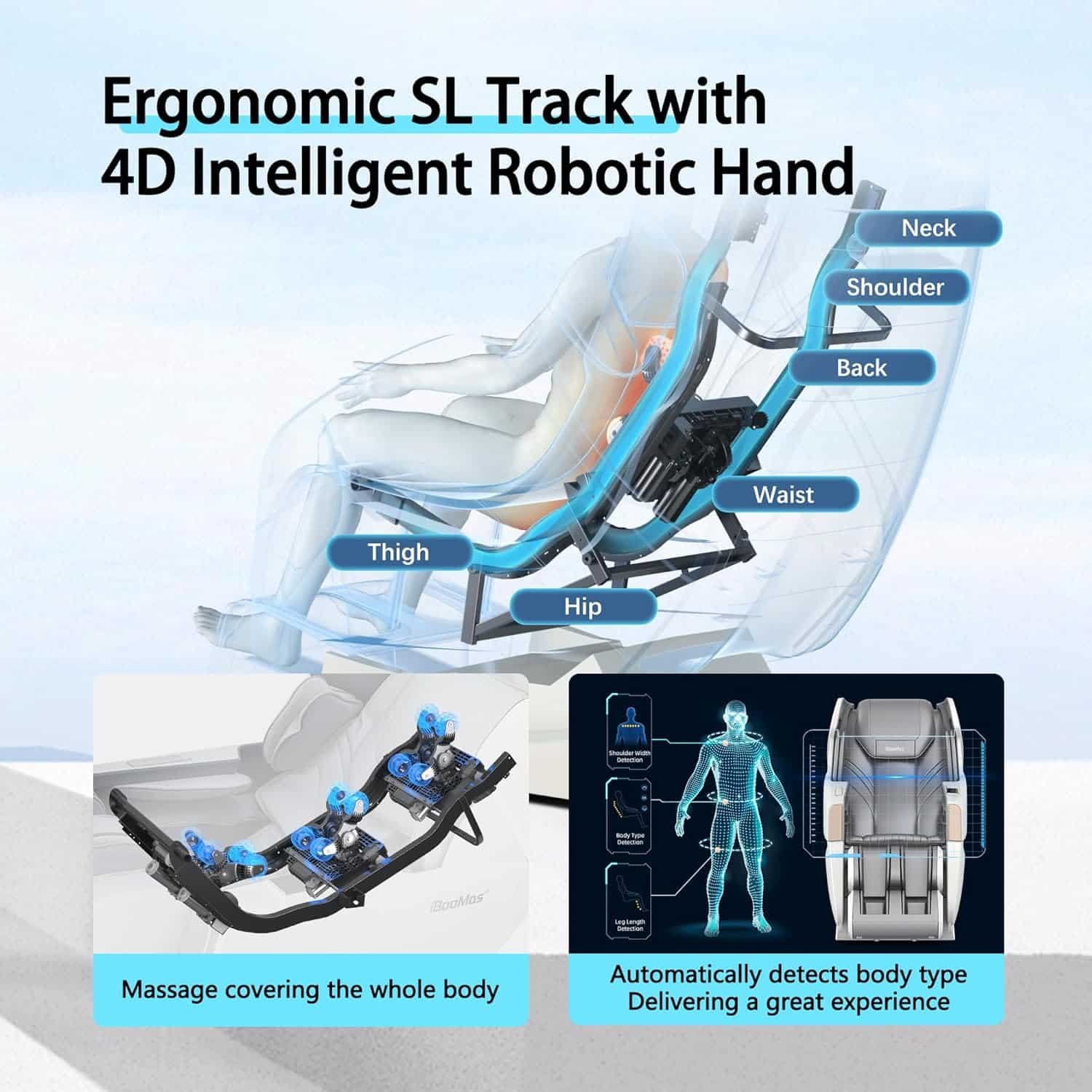 iBooMas 2024 Massage Chair,SL Track Zero Gravity Massage Chairs Full Body with Leg Auto Extension,APP Control,AI Voice,12 Auto Modes,Airbags,Foot Rollers,Back Leg Heated(R8606)
