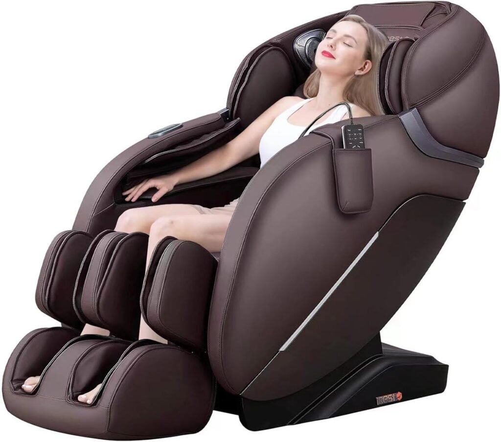 iRest SL Track A303 Massage Chair Recliner, Full Body Massage Chair with Zero Gravity, Airbags, Heating, and Foot Massage (Brown)