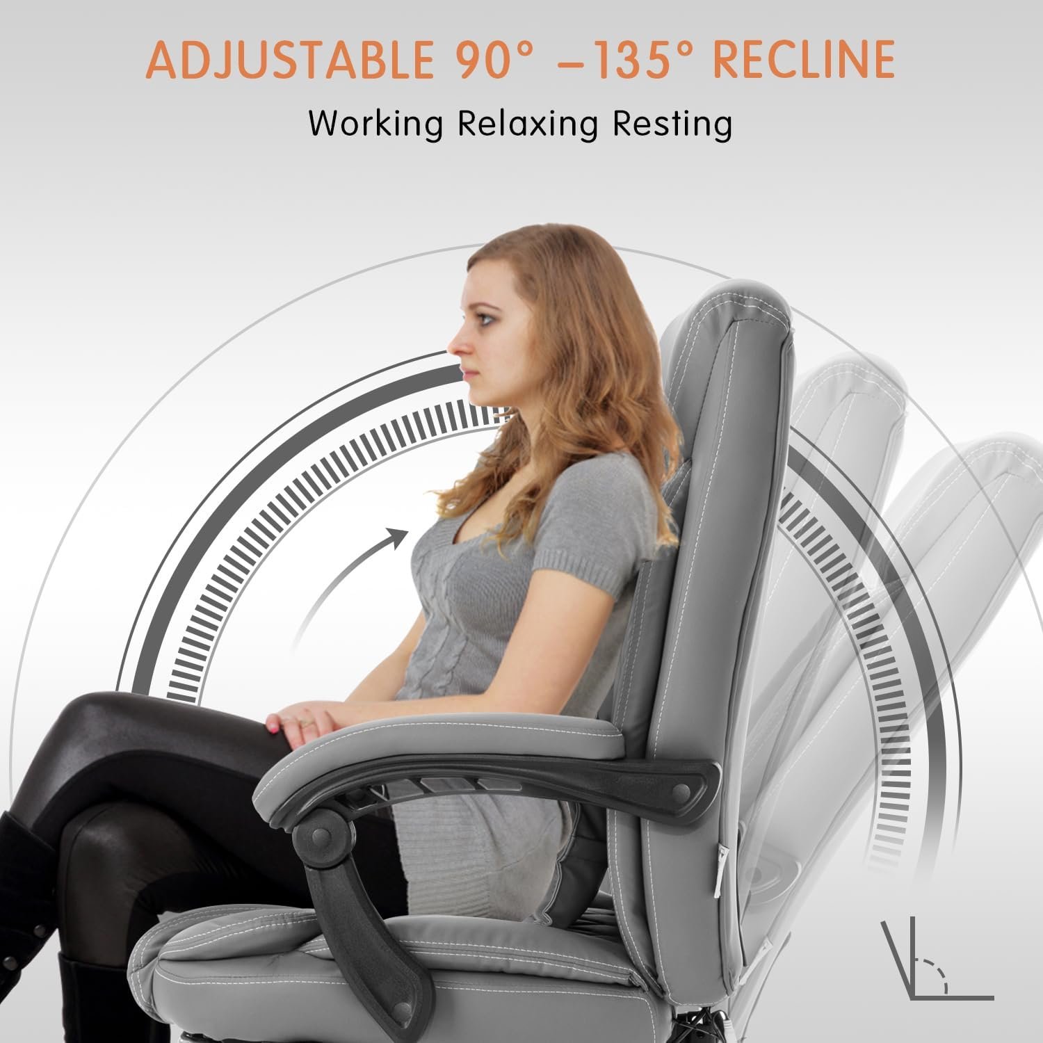 Kneading Massage Executive Office Chair with Heated,90-135°Reclining Office Chair with Footrest,High Back Computer Desk Chair with Wheels, Leather Office Chair (Black)