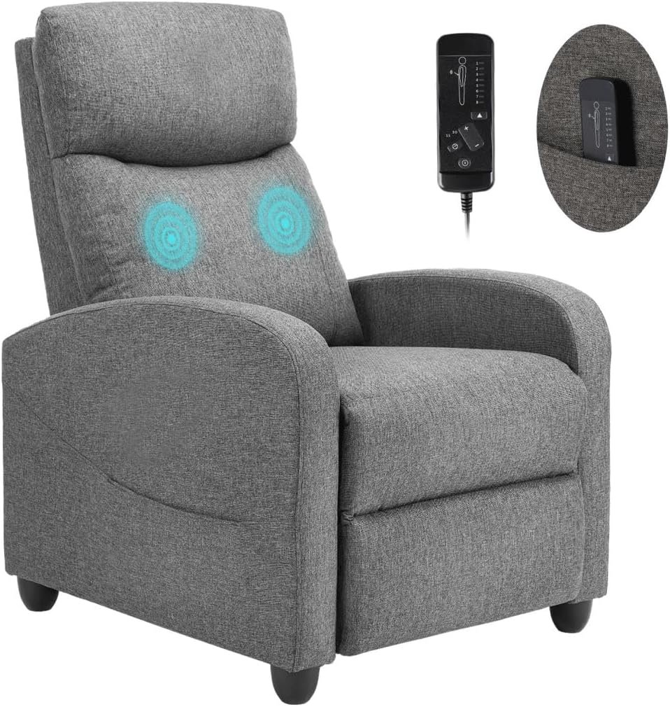 Massage Chair, Adjustable Feature for Adults, Fabric Recliner Sofa with Padded Seat Backrest for Home Theater, Living Room and Bedroom，Black