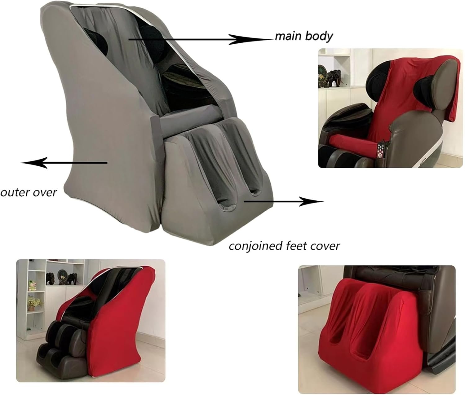 Massage Chair Cover, Armchair Slipcovers,Full Body Shiatsu Massage Chair Protector for All Types of Massage Chairs,D,Package 1