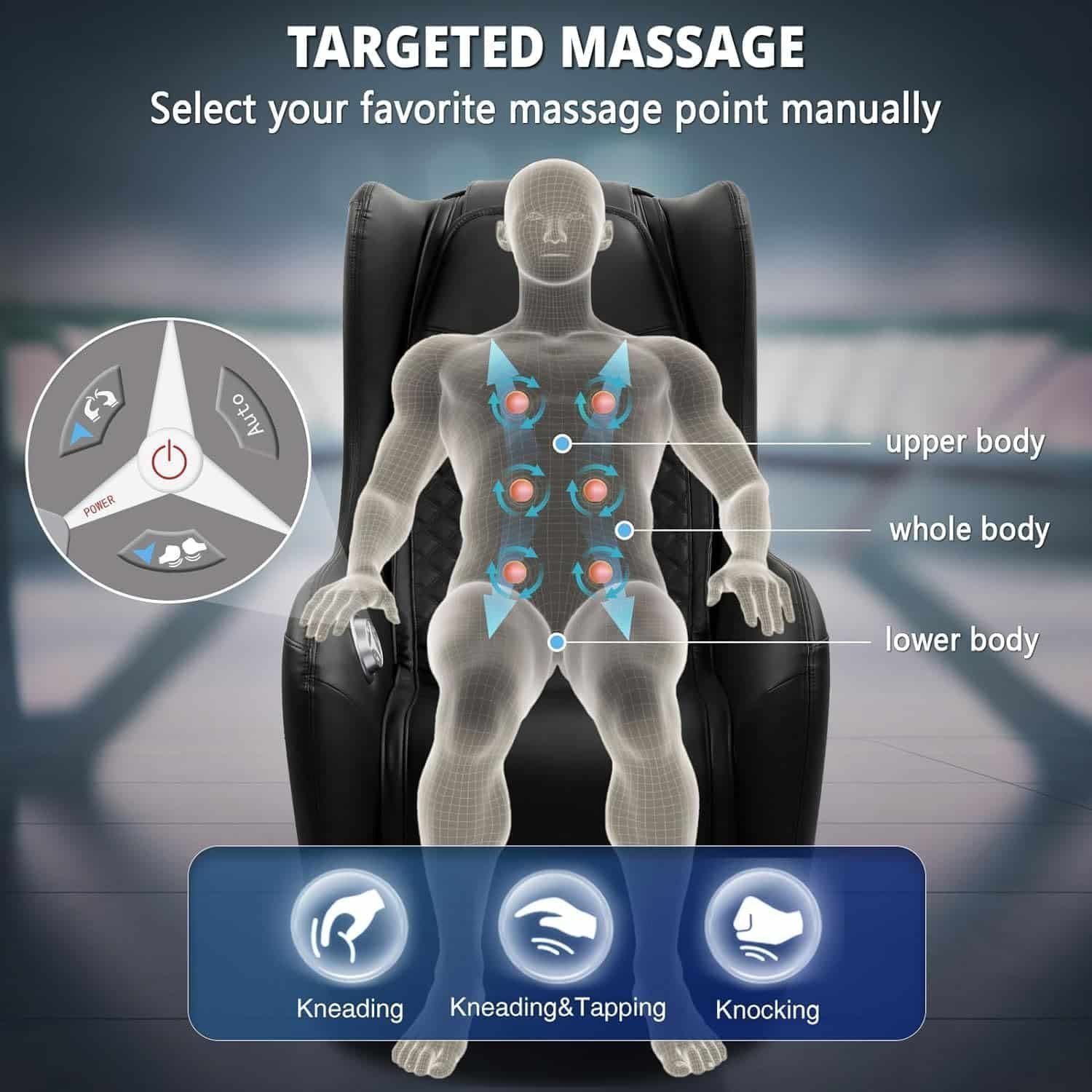 Massage Chair Full Body -Health Relife Shiatsu Massage Chair Compact Size Space-Saving Chair, Black