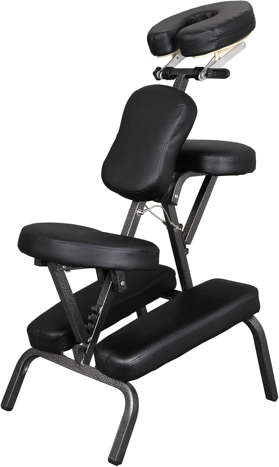 Massage Chair Portable Tattoo Chair Foldable Massage Therapy Chair, Height Adjustable 4 Inches Thick Sponge Face Cradle Spa Salon Massage Chair with Carrying Bag (Black)