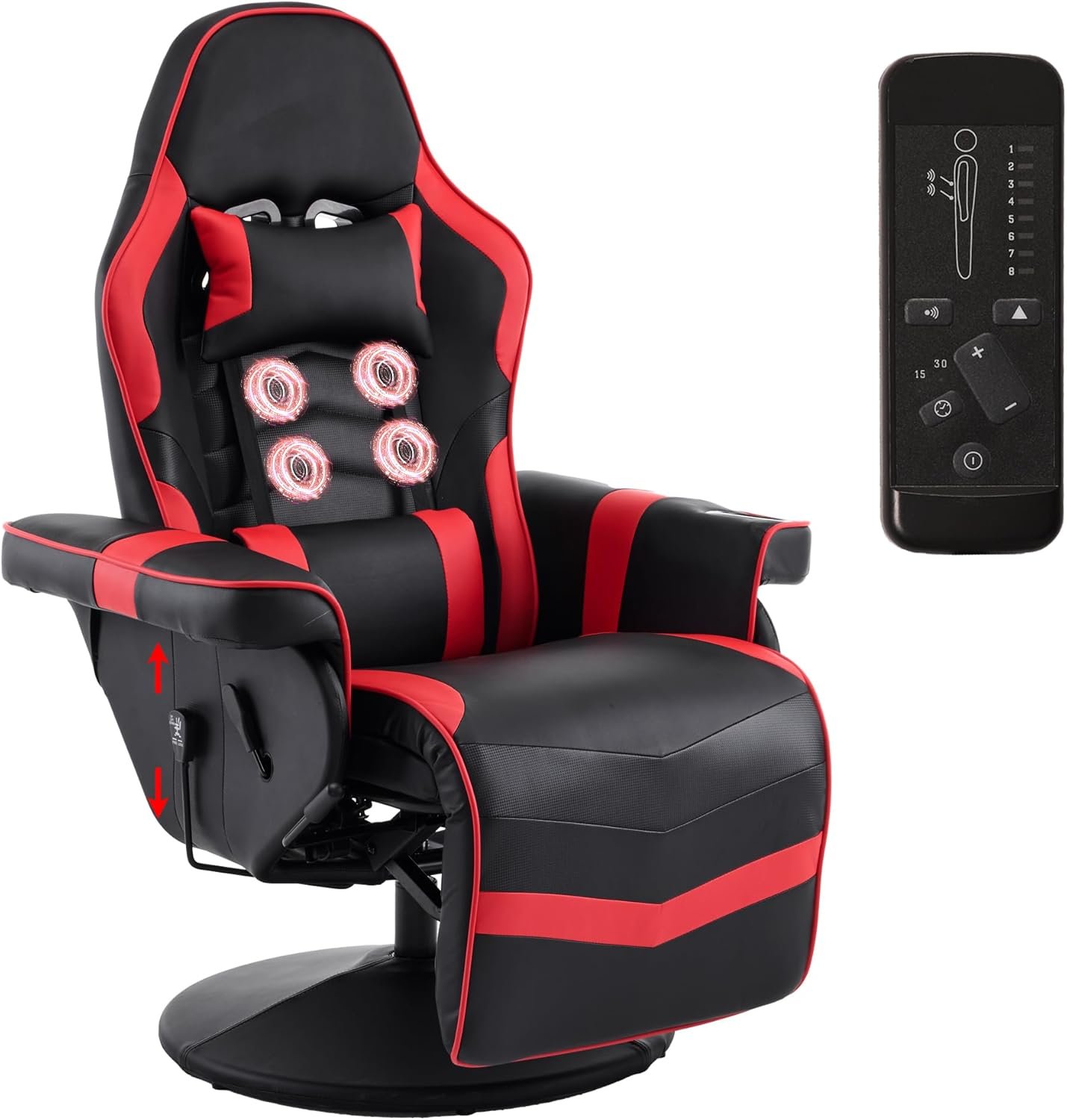 Massage Gaming Chair for Adults, Heavy Duty Reclining Office Chair with Footrest, Adjustable Backrest and Cup Holder, Black Blue Massage Gaming Chair for Adults, Heavy Duty Reclining Office Chair with Footrest, Adjustable Backrest and Cup Holder, Black Blue