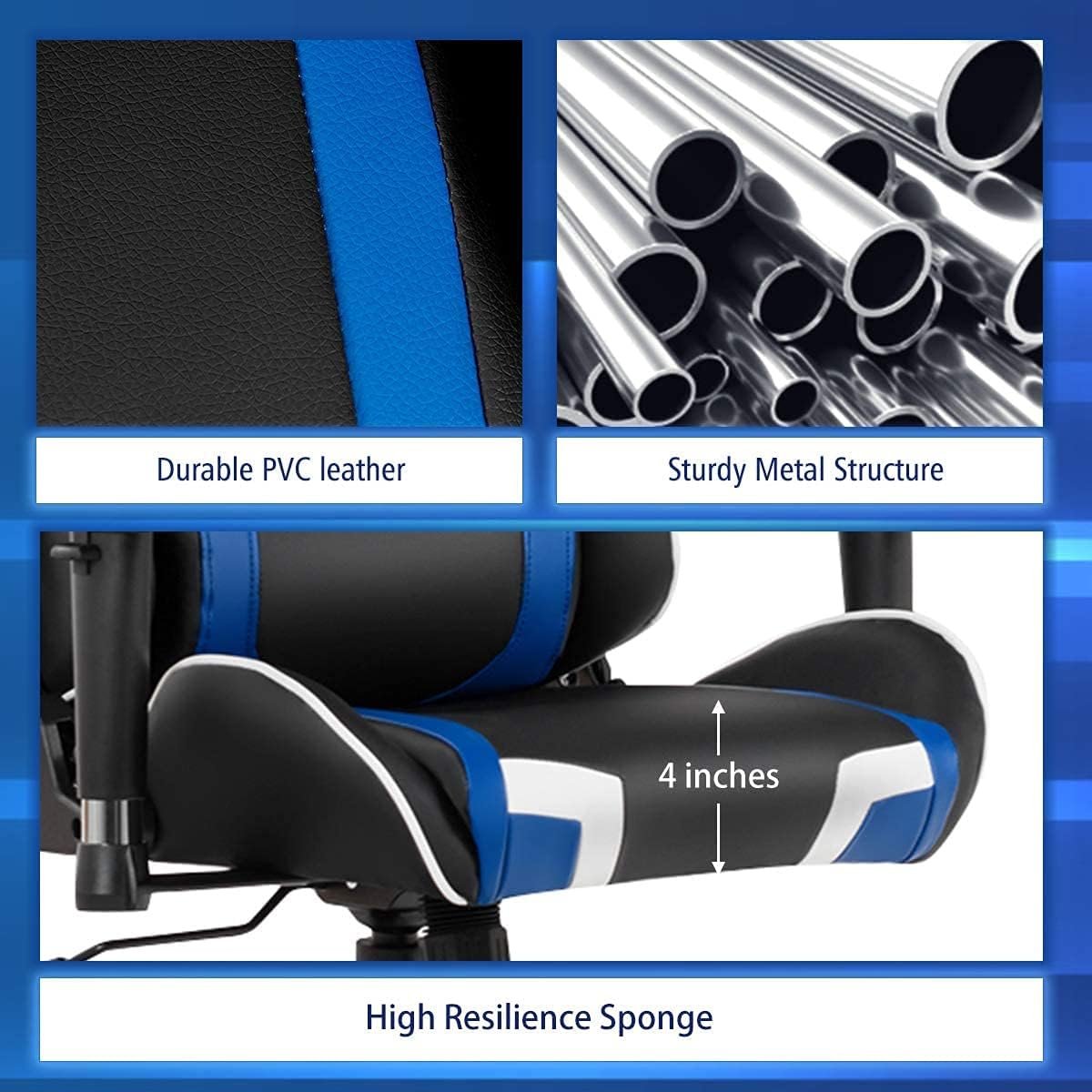 Massage Gaming Chair, High Back Office Computer Chair with Headrest and Lumbar Support, Racing Style Reclining Swiveling Game Chair for Home Office (Red) Massage Gaming Chair, High Back Office Computer Chair with Headrest and Lumbar Support, Racing Style Reclining Swiveling Game Chair for Home Office (Red)