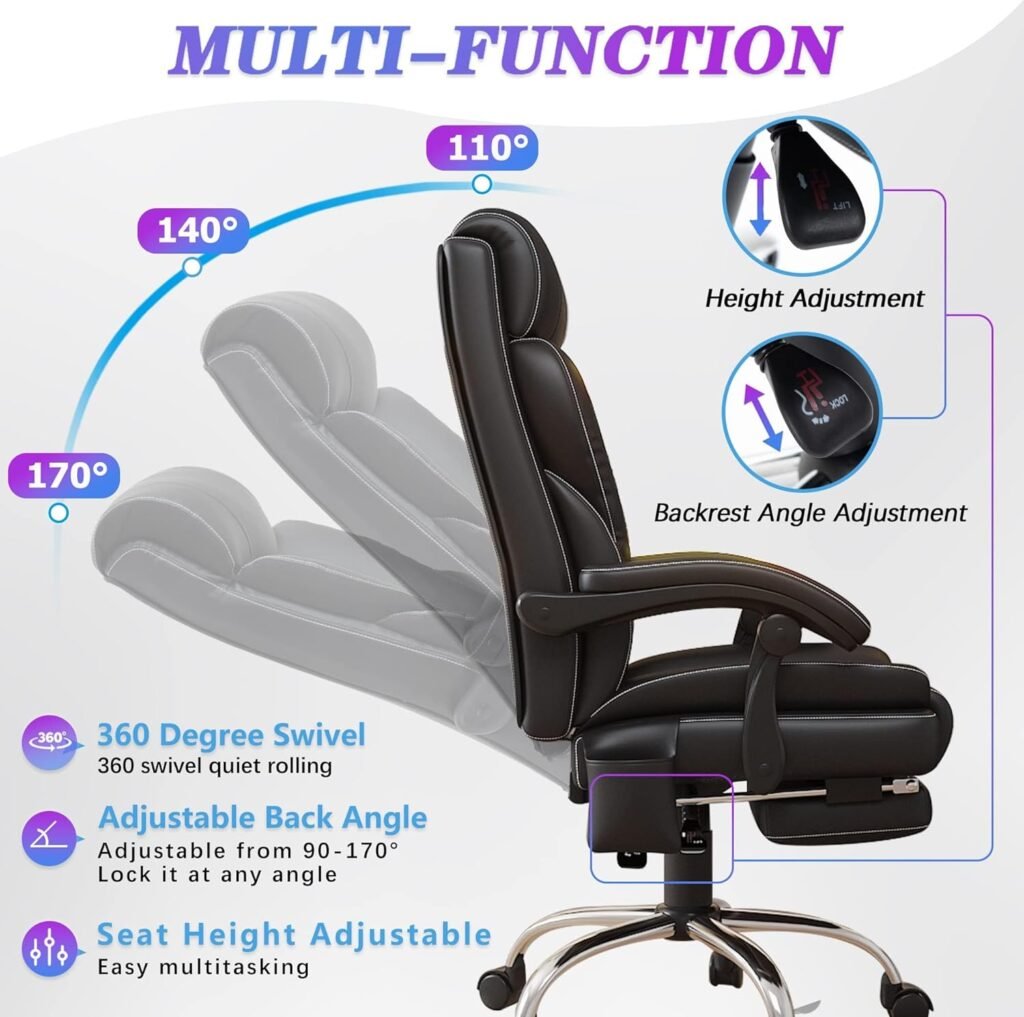 Massage Office Chair With 8 Points Vibration Reclining Office Chair With Footrest Home Office Desk Chairs With Wheels Er 4 1024x1017