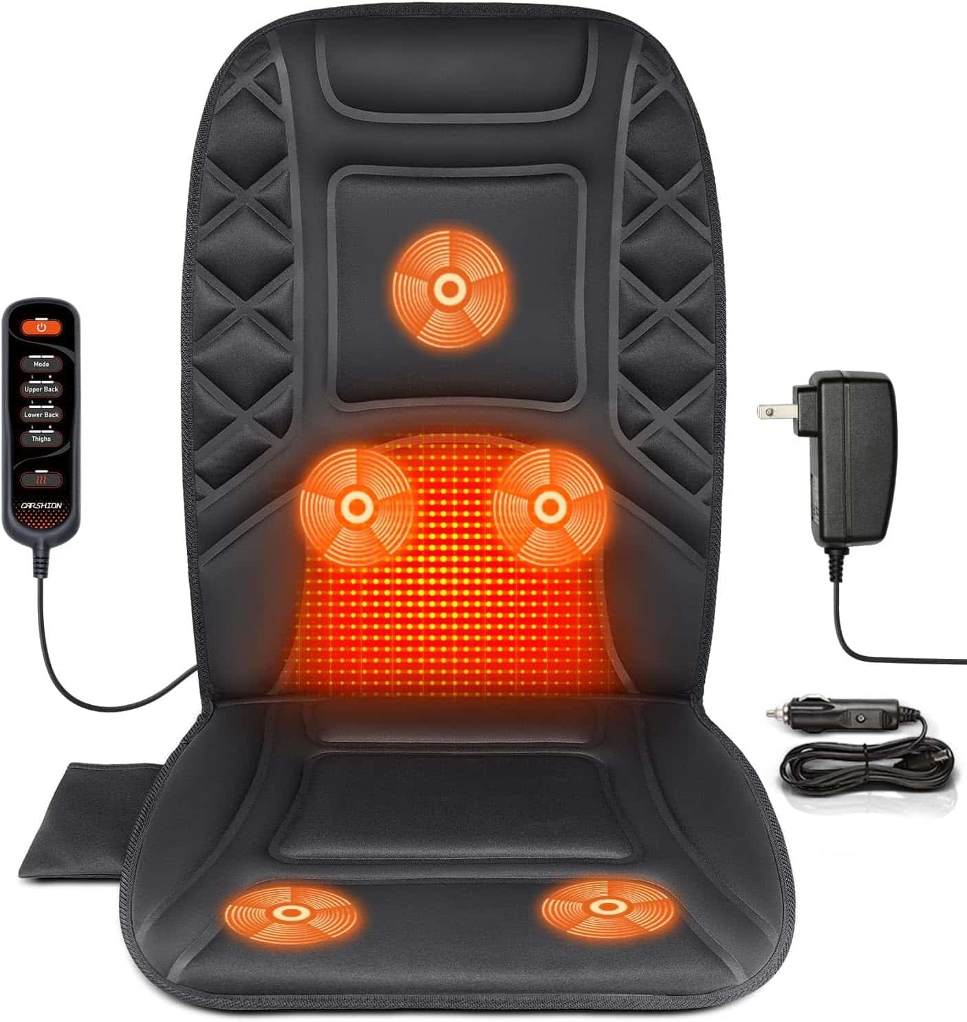Massage Seat Cushion with Heat Back Massager Heated Seat Cover with 5 Vibrating Massage Nodes  2 Heat Levels Massage Chair Pad for Pain Relief Home Office Use