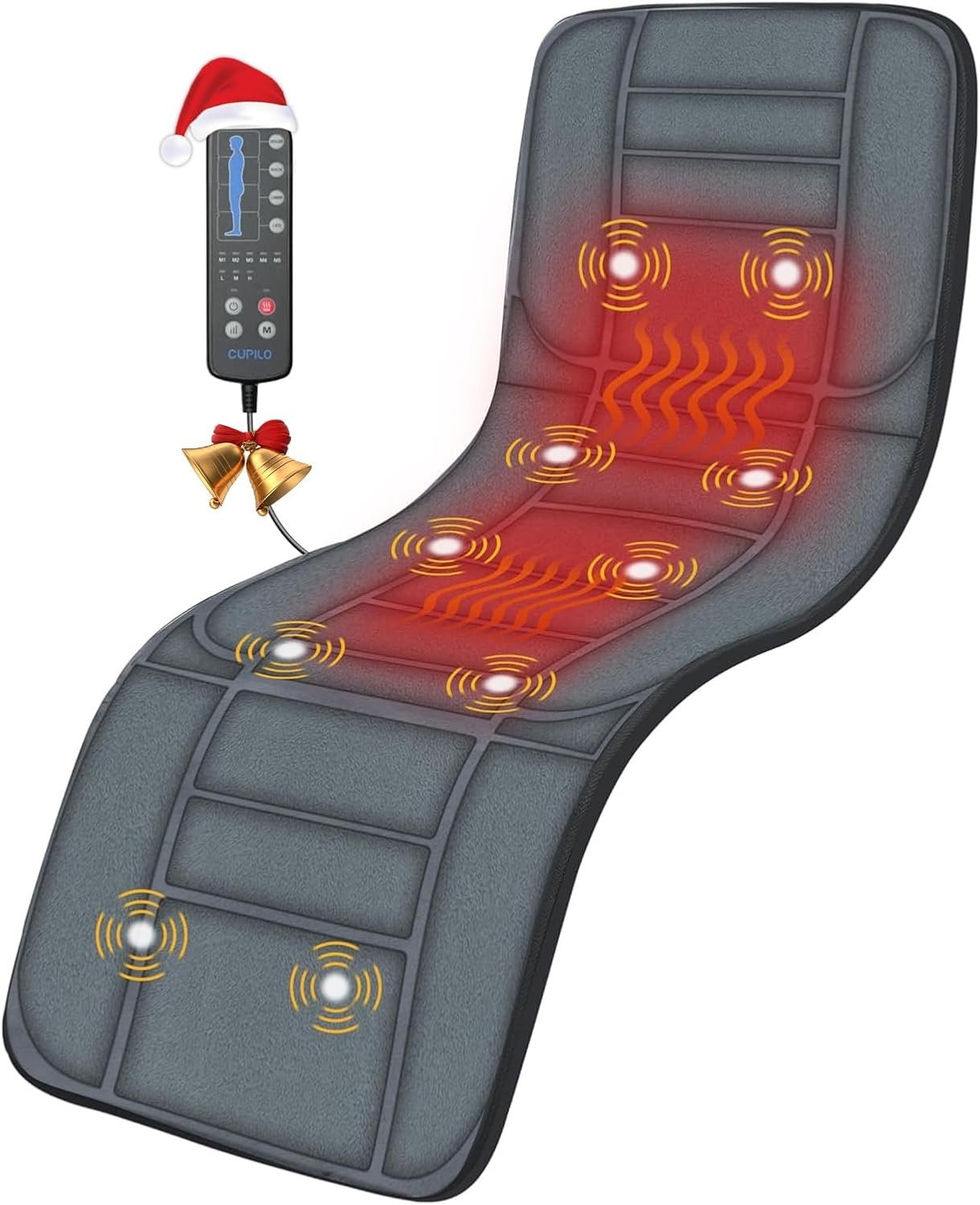 Massager Pad, Massage Mat with 10 Vibrating Motors 5 Modes, Back Massager with Heat, Body Massager for Back, Lumbar,Leg, Gifts for Women Men, Long 53