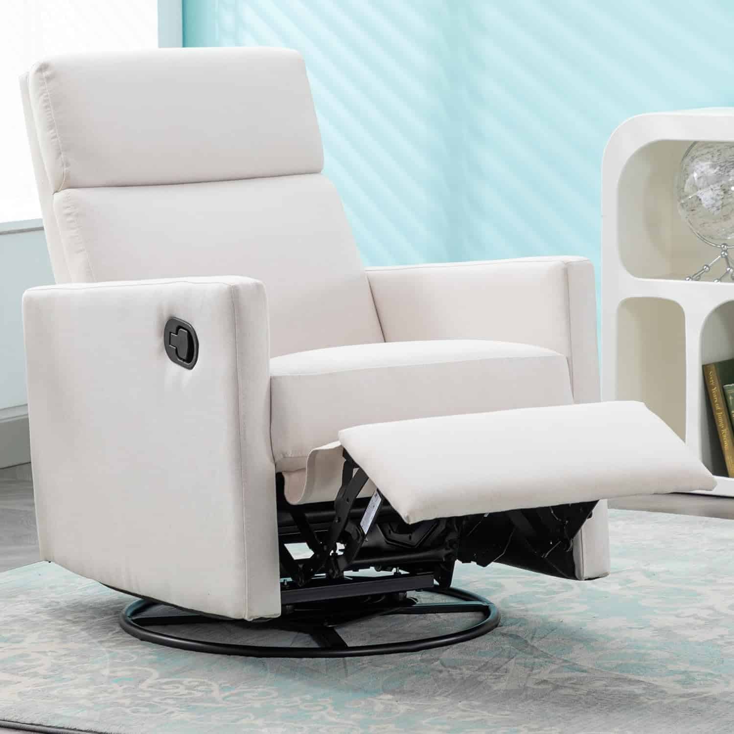 Merax Modern Upholstered Recliner Chair with Thick Seat Cushion and Backrest Swiel Accent Armchair for Living Room, Bedroom, Home Office Beige