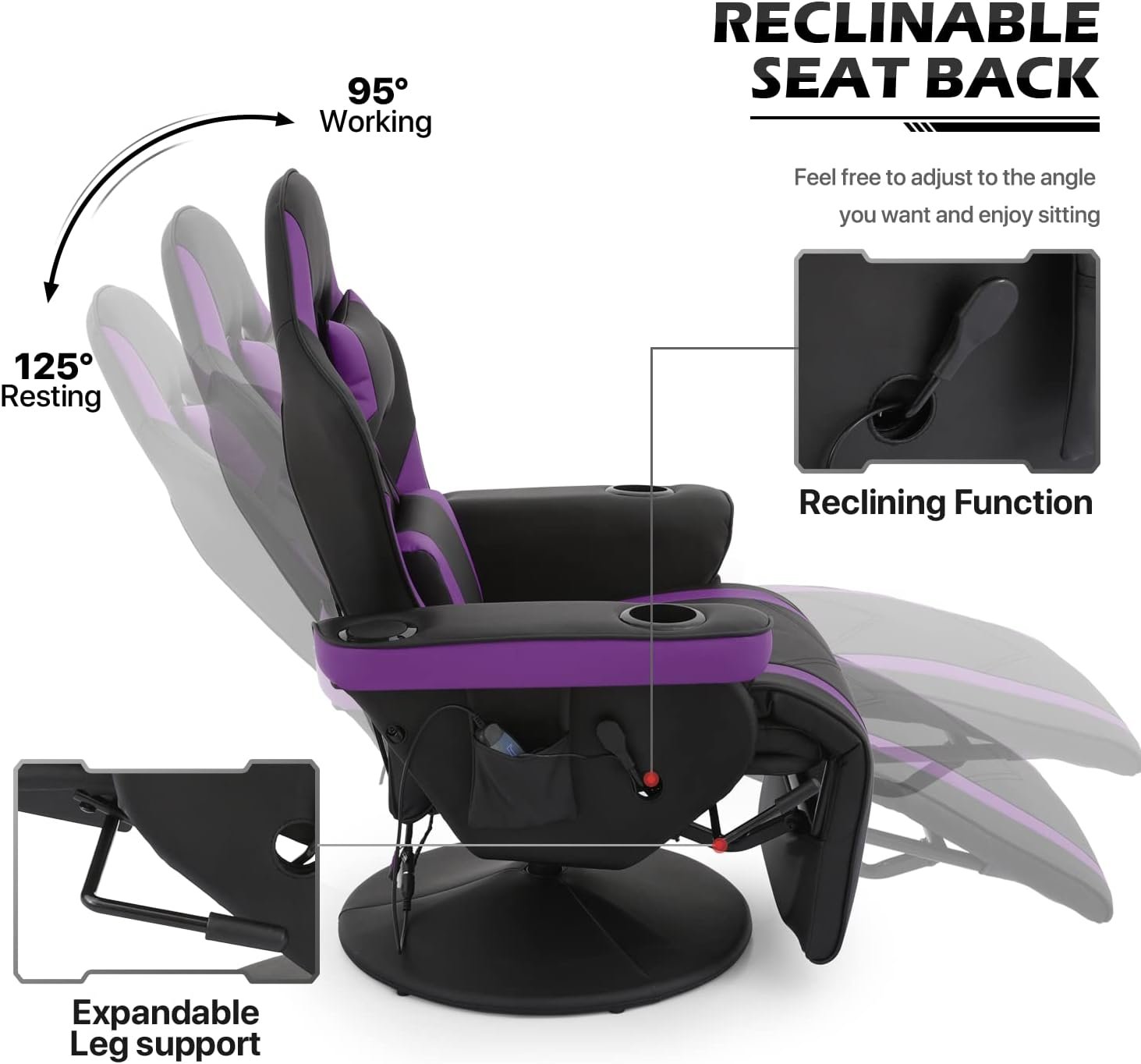 MoNiBloom Massage Gaming Recliner Chair with Speakers, Ergonomic Lumbar Neck Support and Armrests with Cup Holders, Swivel Gaming Chair for Adult Teen, Green MoNiBloom Massage Gaming Recliner Chair with Speakers, Ergonomic Lumbar Neck Support and Armrests with Cup Holders, Swivel Gaming Chair for Adult Teen, Green