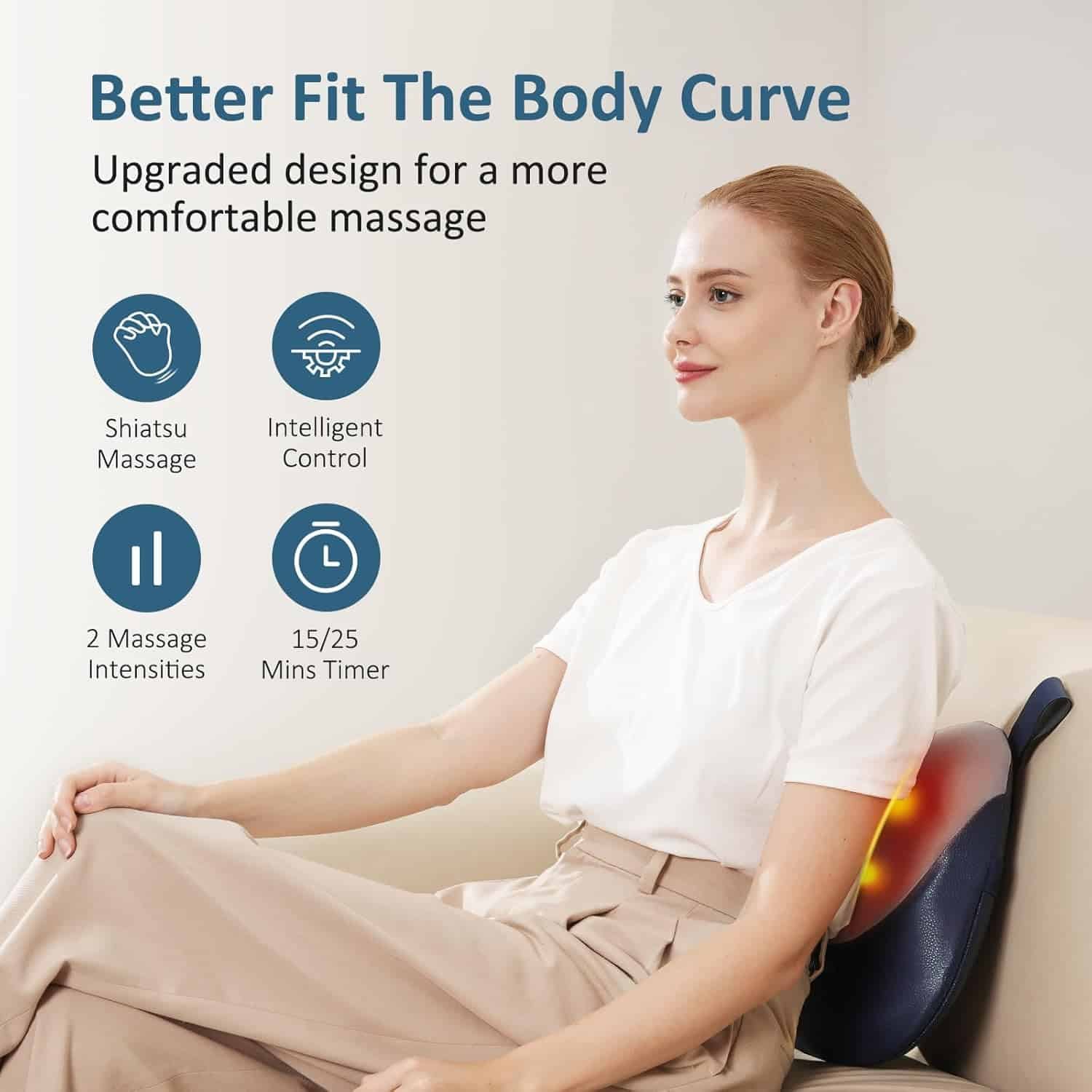 MOUNTRAX Back Massager with Heat, Shiatsu Neck and Back Massager for Pain Relief Deep Tissue, 3D Kneading Portable Massage Pillow for Back, Neck, Shoulders and Full Body, Gifts for Men Women MOUNTRAX Back Massager with Heat, Shiatsu Neck and Back Massager for Pain Relief Deep Tissue, 3D Kneading Portable Massage Pillow for Back, Neck, Shoulders and Full Body, Gifts for Men Women