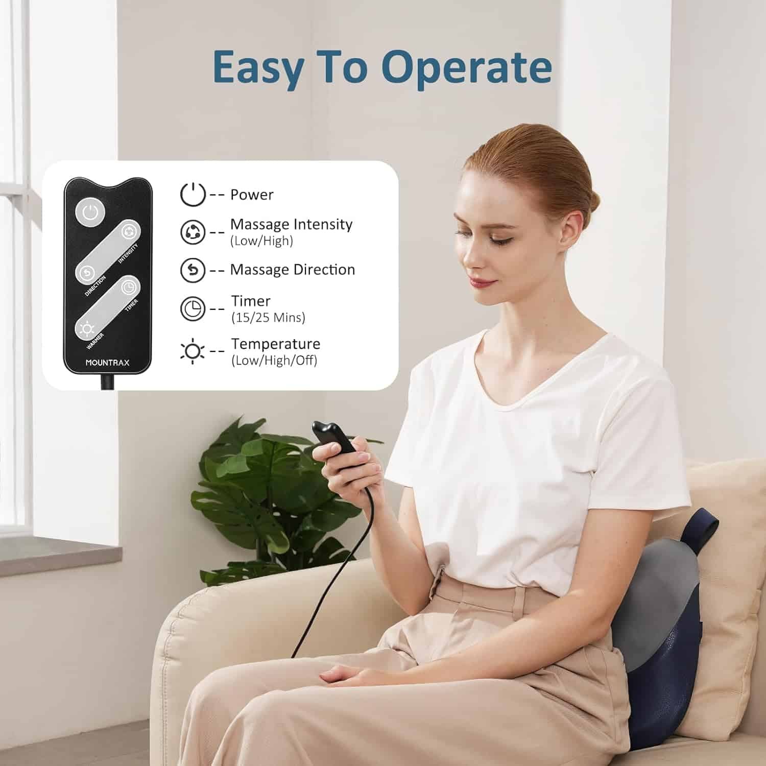 MOUNTRAX Back Massager with Heat, Shiatsu Neck and Back Massager for Pain Relief Deep Tissue, 3D Kneading Portable Massage Pillow for Back, Neck, Shoulders and Full Body, Gifts for Men Women MOUNTRAX Back Massager with Heat, Shiatsu Neck and Back Massager for Pain Relief Deep Tissue, 3D Kneading Portable Massage Pillow for Back, Neck, Shoulders and Full Body, Gifts for Men Women