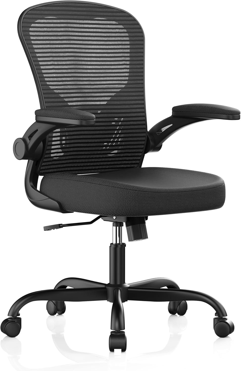 Office Chair, Ergonomic Desk Chairs 330LBS Capacity High Back Mesh Computer Chair with Flip-up Armrests, Comfy Work Chair with Adjustable Lumbar Support, Rolling Swivel Executive Task Chair Black Office Chair, Ergonomic Desk Chairs 330LBS Capacity High Back Mesh Computer Chair with Flip-up Armrests, Comfy Work Chair with Adjustable Lumbar Support, Rolling Swivel Executive Task Chair Black
