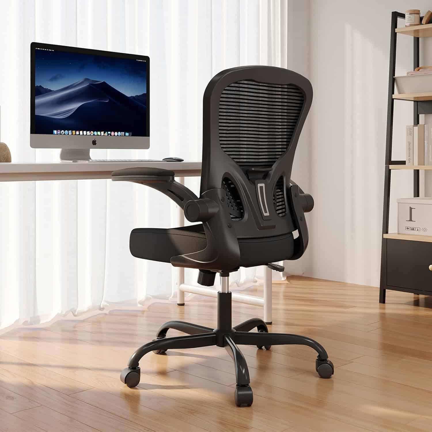 Office Chair, Ergonomic Desk Chairs 330LBS Capacity High Back Mesh Computer Chair with Flip-up Armrests, Comfy Work Chair with Adjustable Lumbar Support, Rolling Swivel Executive Task Chair Black Office Chair, Ergonomic Desk Chairs 330LBS Capacity High Back Mesh Computer Chair with Flip-up Armrests, Comfy Work Chair with Adjustable Lumbar Support, Rolling Swivel Executive Task Chair Black