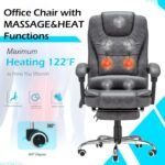 Office Chair With 7 Point Vibrating Massageheat Functions Ergonomic Recliner Chair Wfootrest Pu Leather Wide Computer De 1 150x150