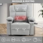 Oversize Swivel Rocker Recliner With Massage Heat With Cup Holders Usb Charge Port Overstuffed Single Sofa Lounge Chairs 3 150x150