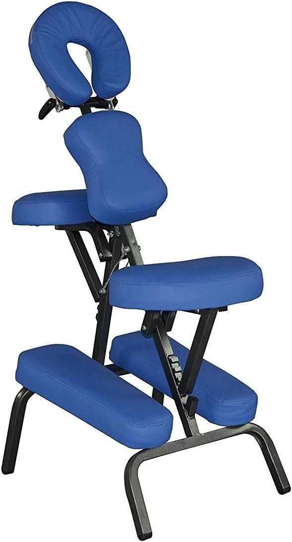 PayLessHere Blue Portable Massage Chair Comfort 4 Thick Foam Light Weight BestMaassage Brand with Free Carrying Bag
