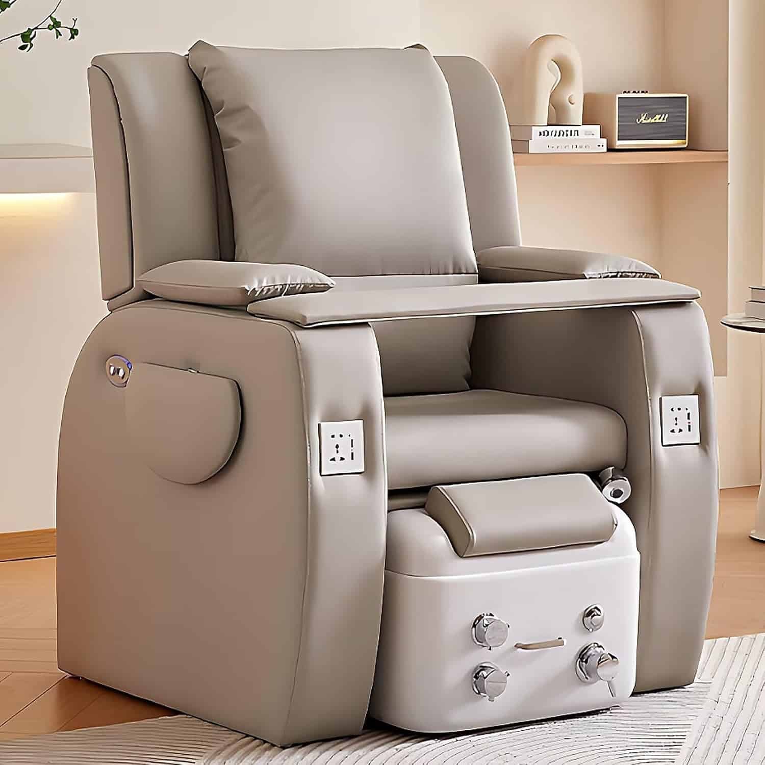 Pedicure Foot Spa Chair for Nail Tech  Manicure Chair with Foot Bathtub, Spa Salon Chairs with Adjustable Backrest丨Single Sofa Includes Foot Bath