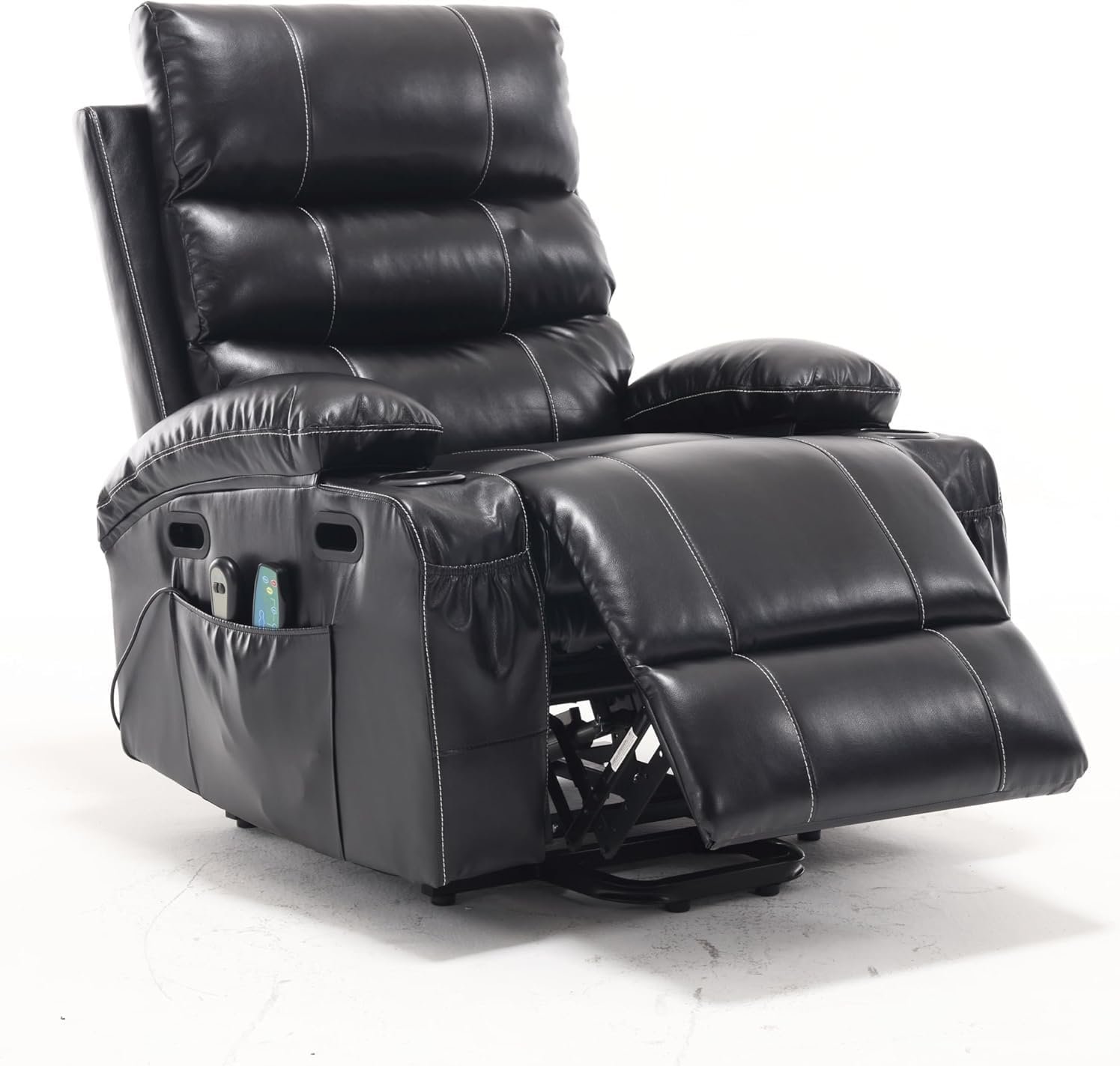 Power Recliner Chair for Elderly Lounge Sofa Home Adult Power Recliner Lift Chair with Massage and Heat, with Cupholders, Side Pockets, Remote Control